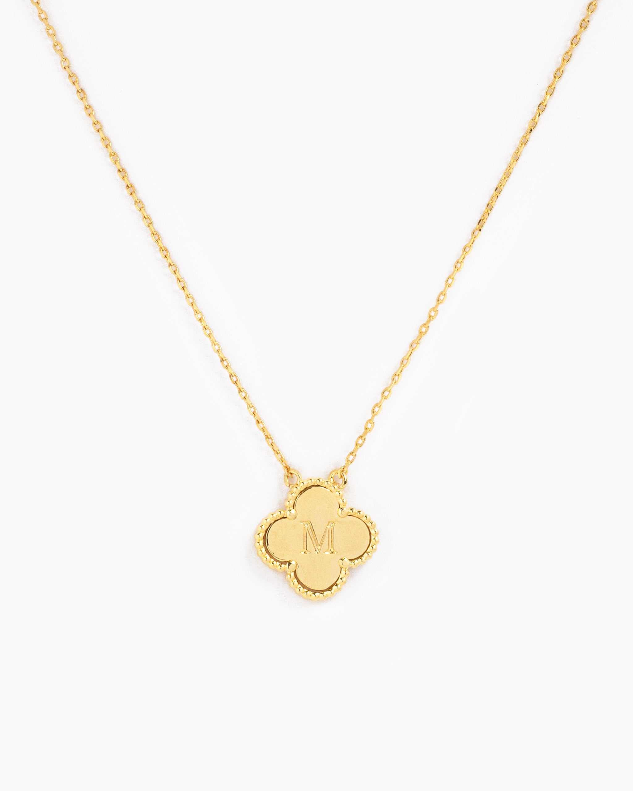 clover initial "M" pendant necklace