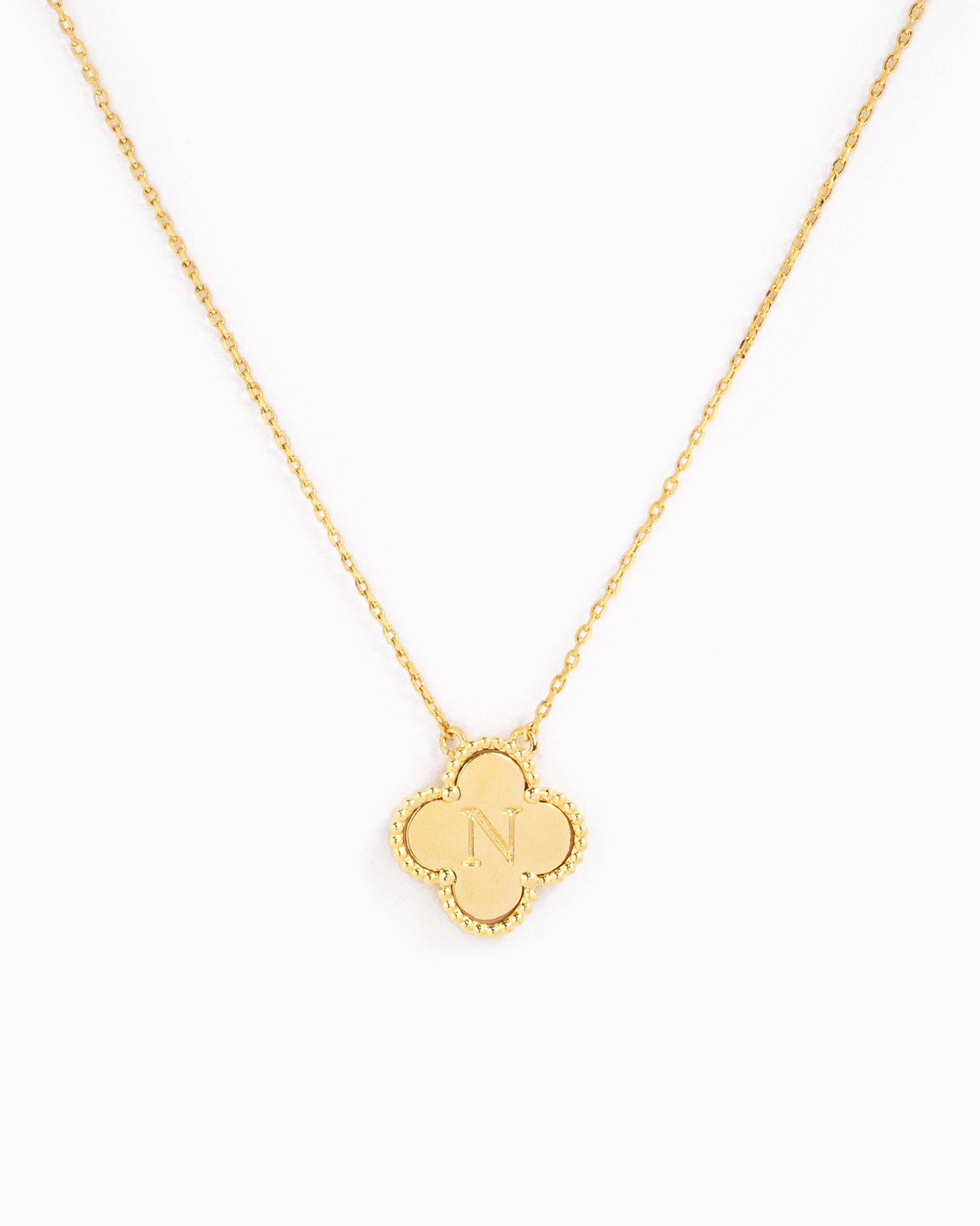 clover initial "N" pendant necklace