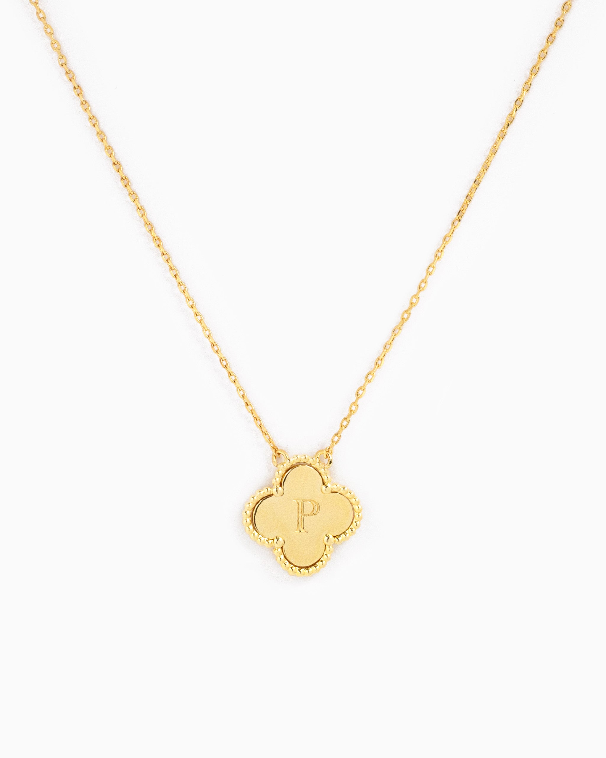 clover initial "P" pendant necklace