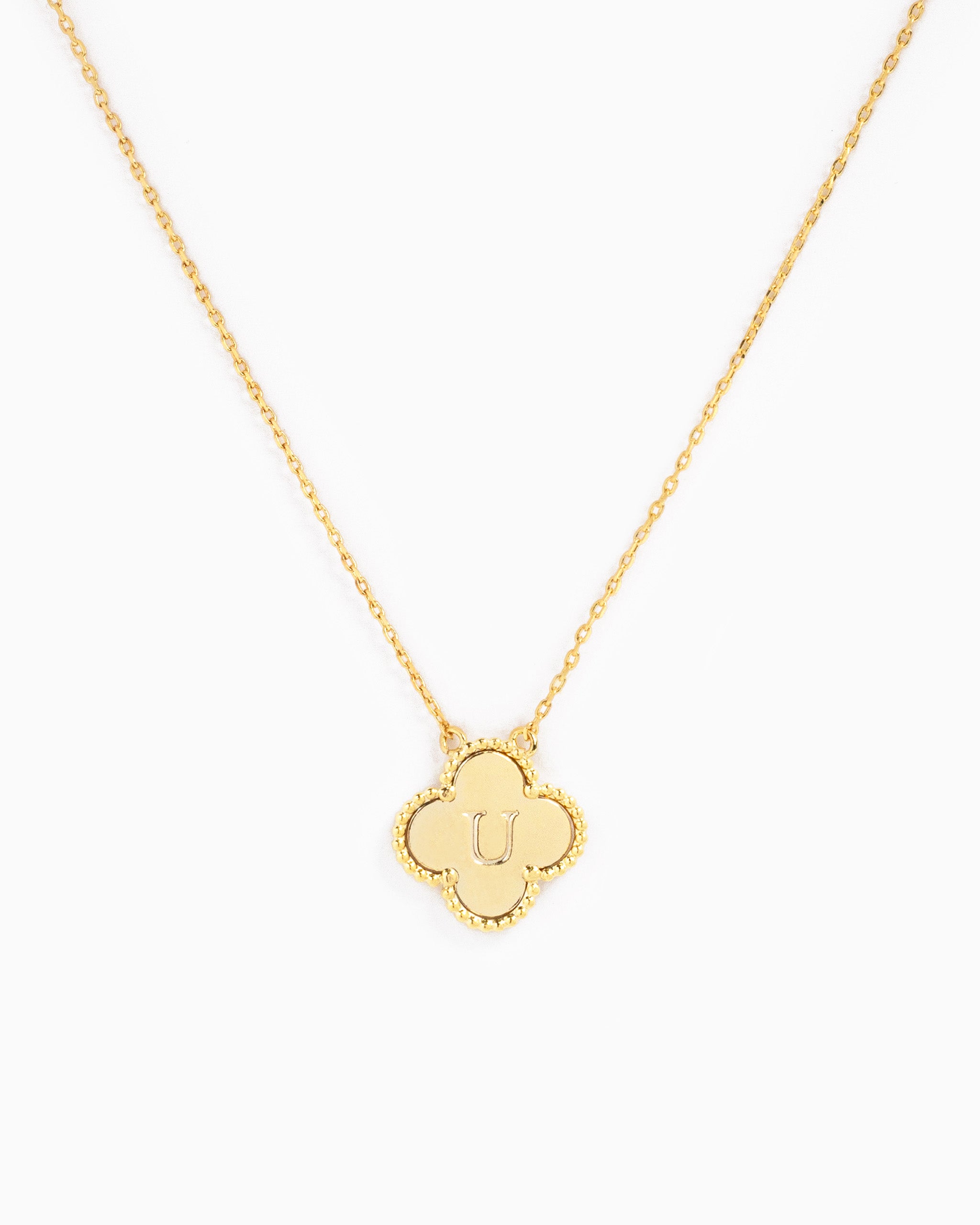clover initial "U" pendant necklace