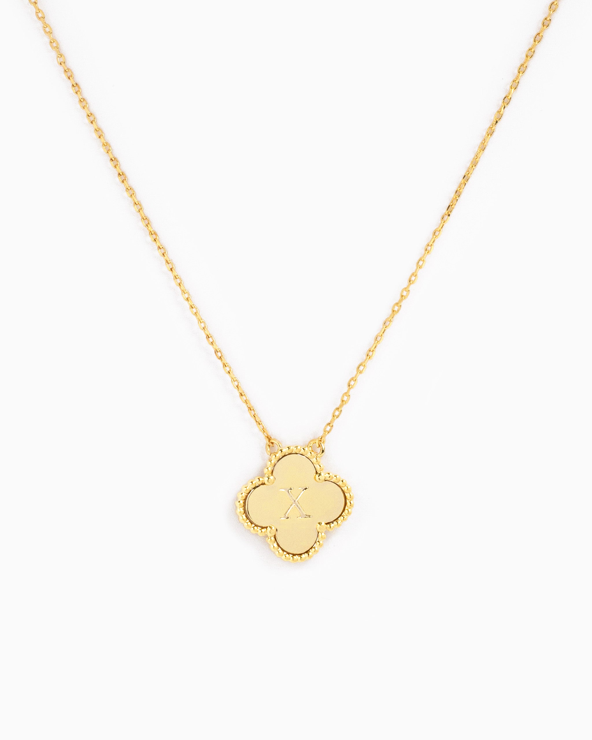 clover initial "X" pendant necklace
