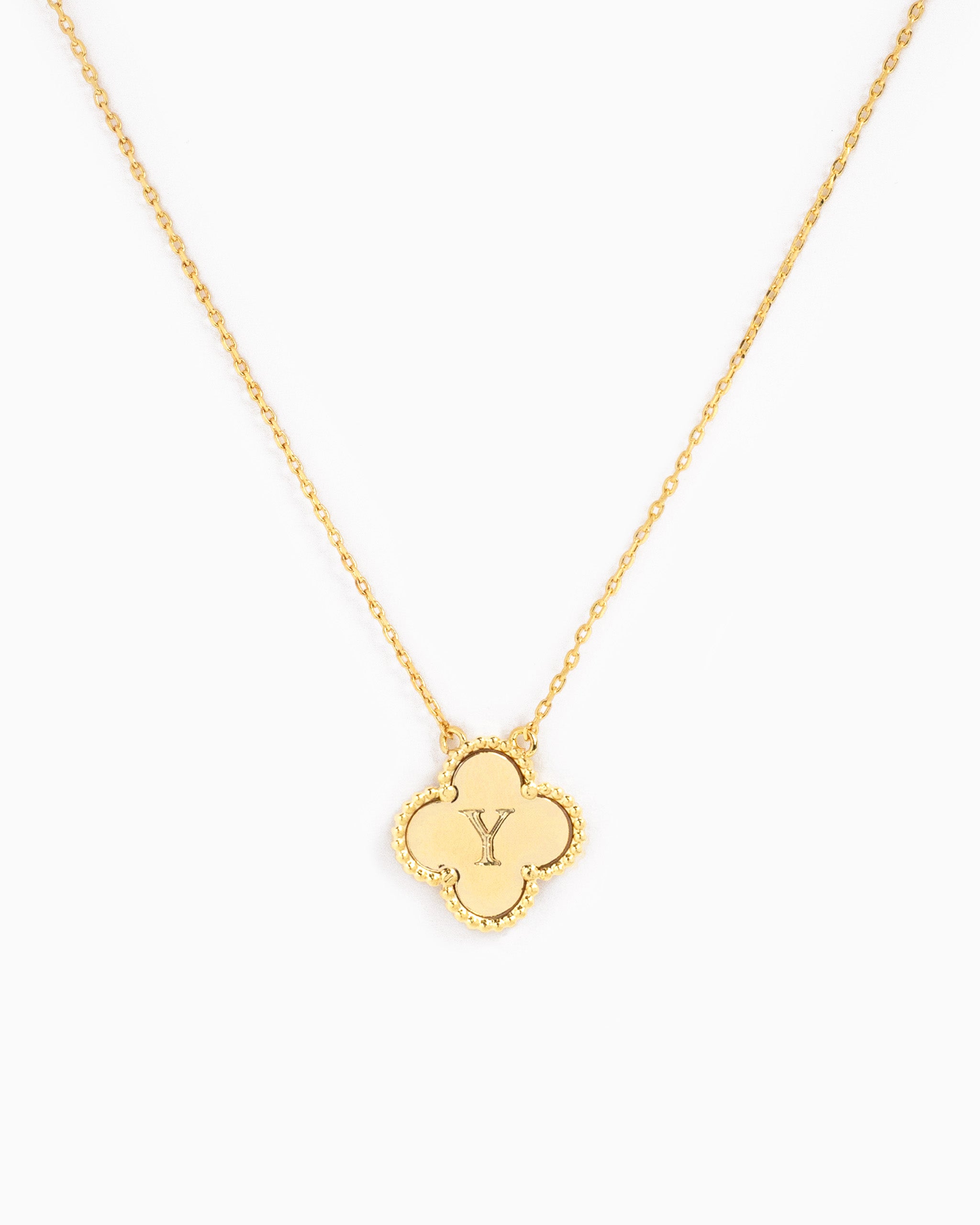 clover initial "Y" pendant necklace