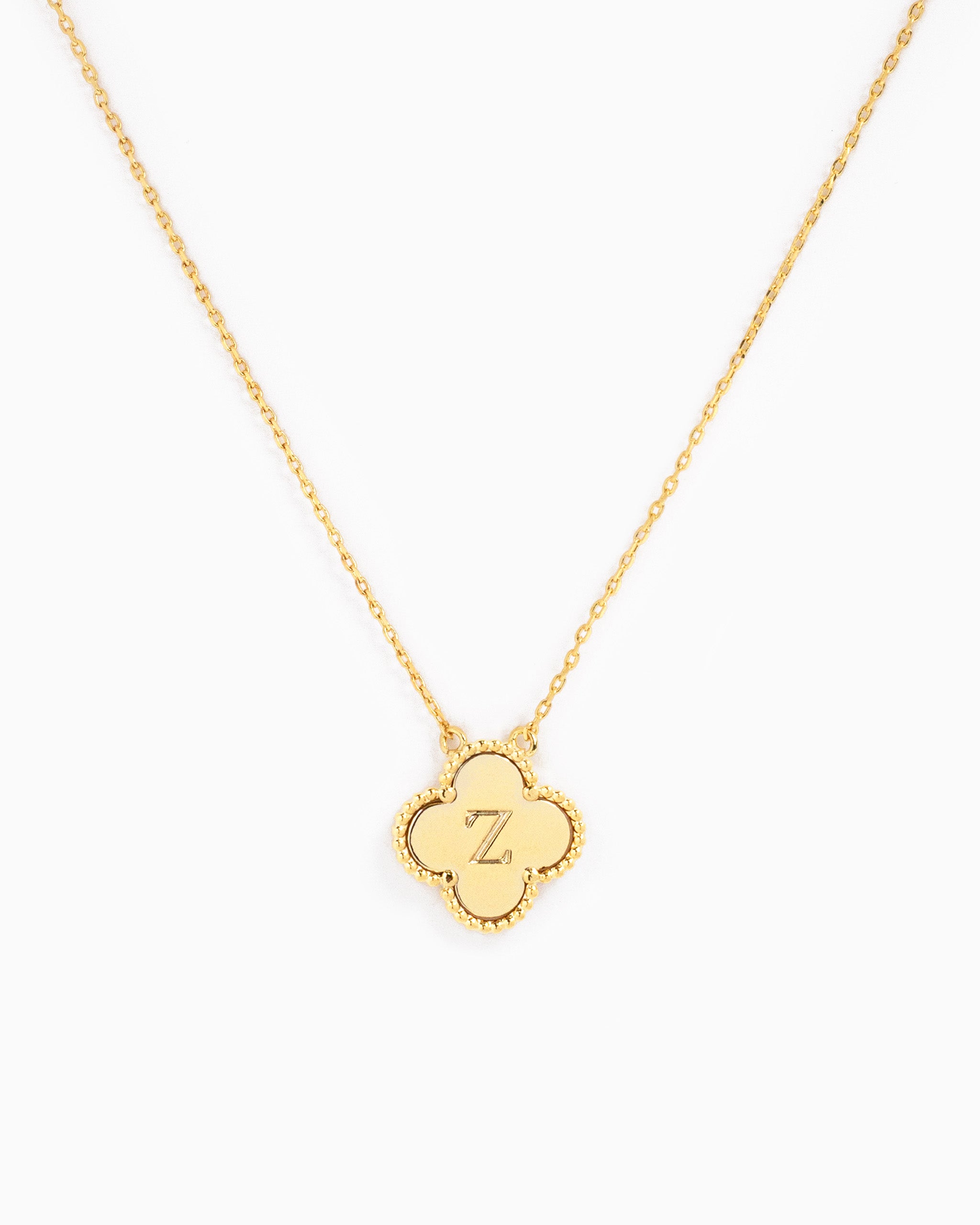 clover initial "Z" pendant necklace