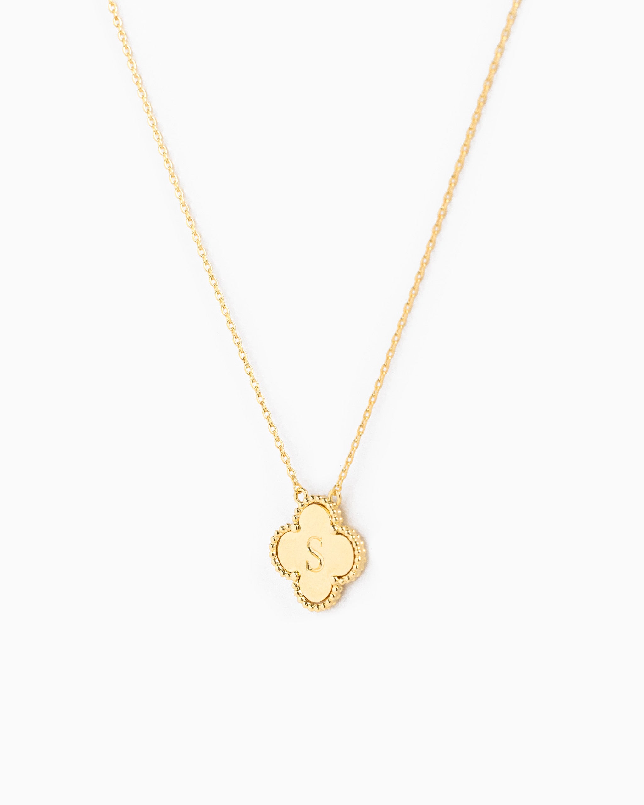 clover initial "S" pendant necklace