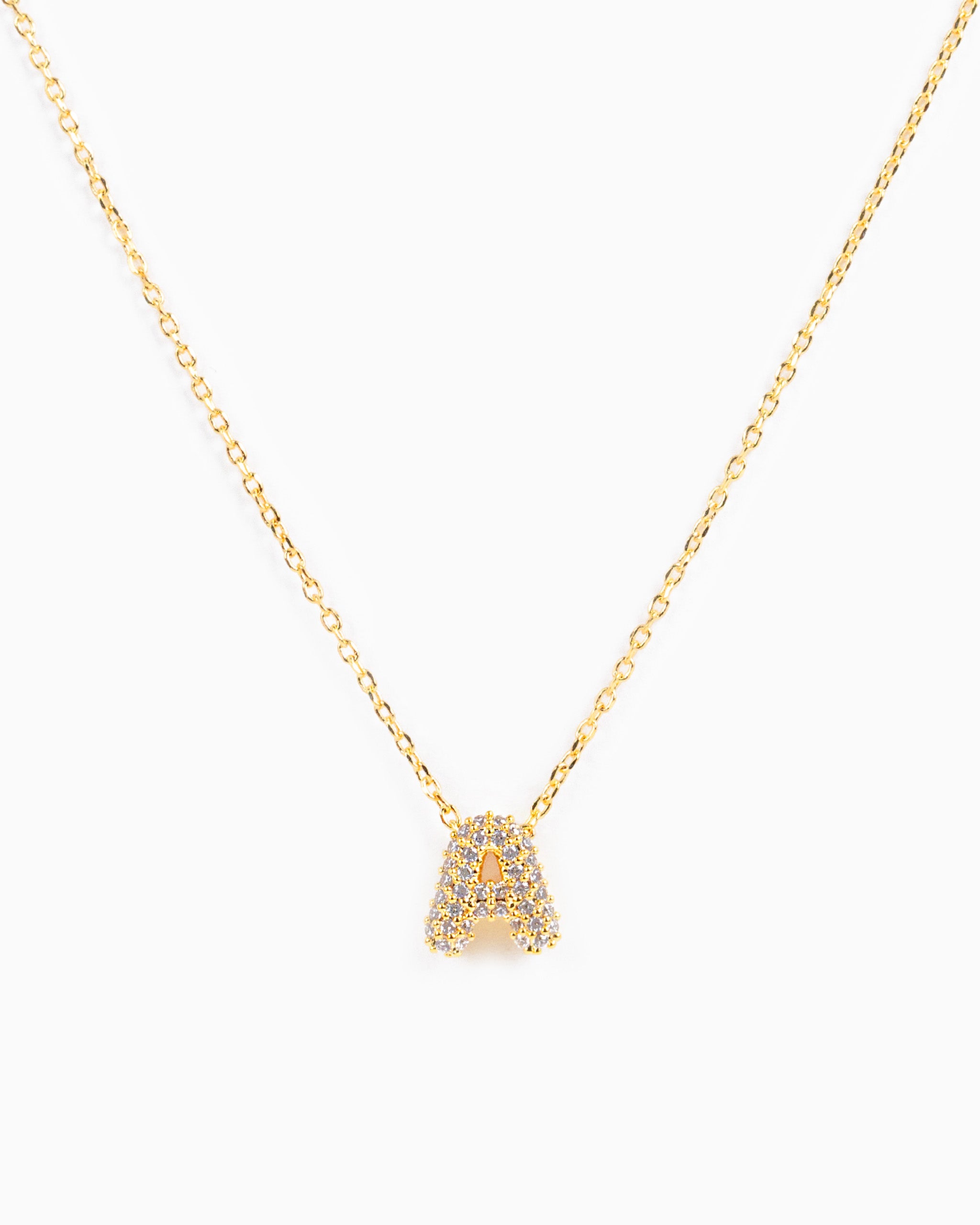 CZ Pave Mini Bubble Letter Necklace