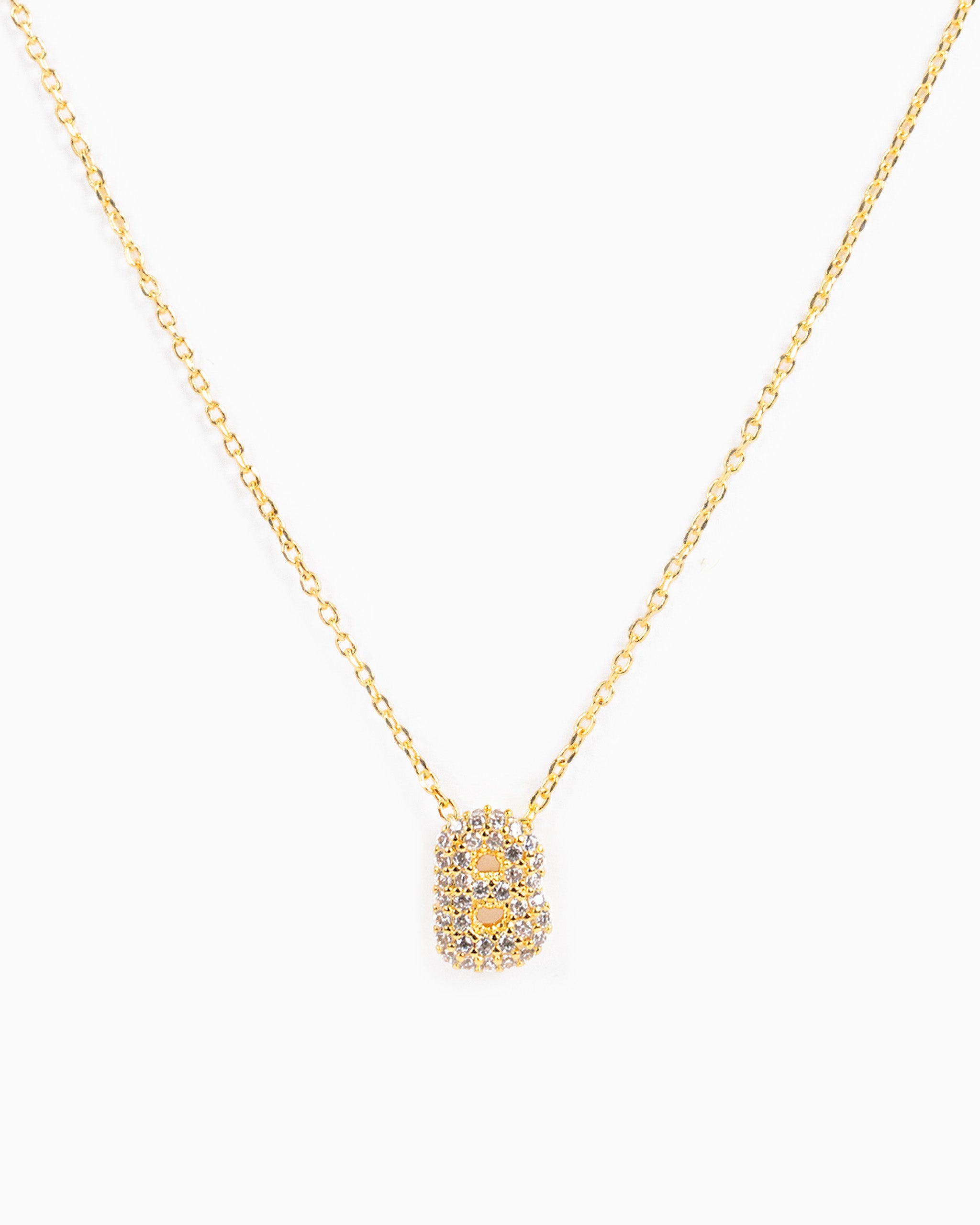 CZ Pave Mini Bubble Letter Necklace-3