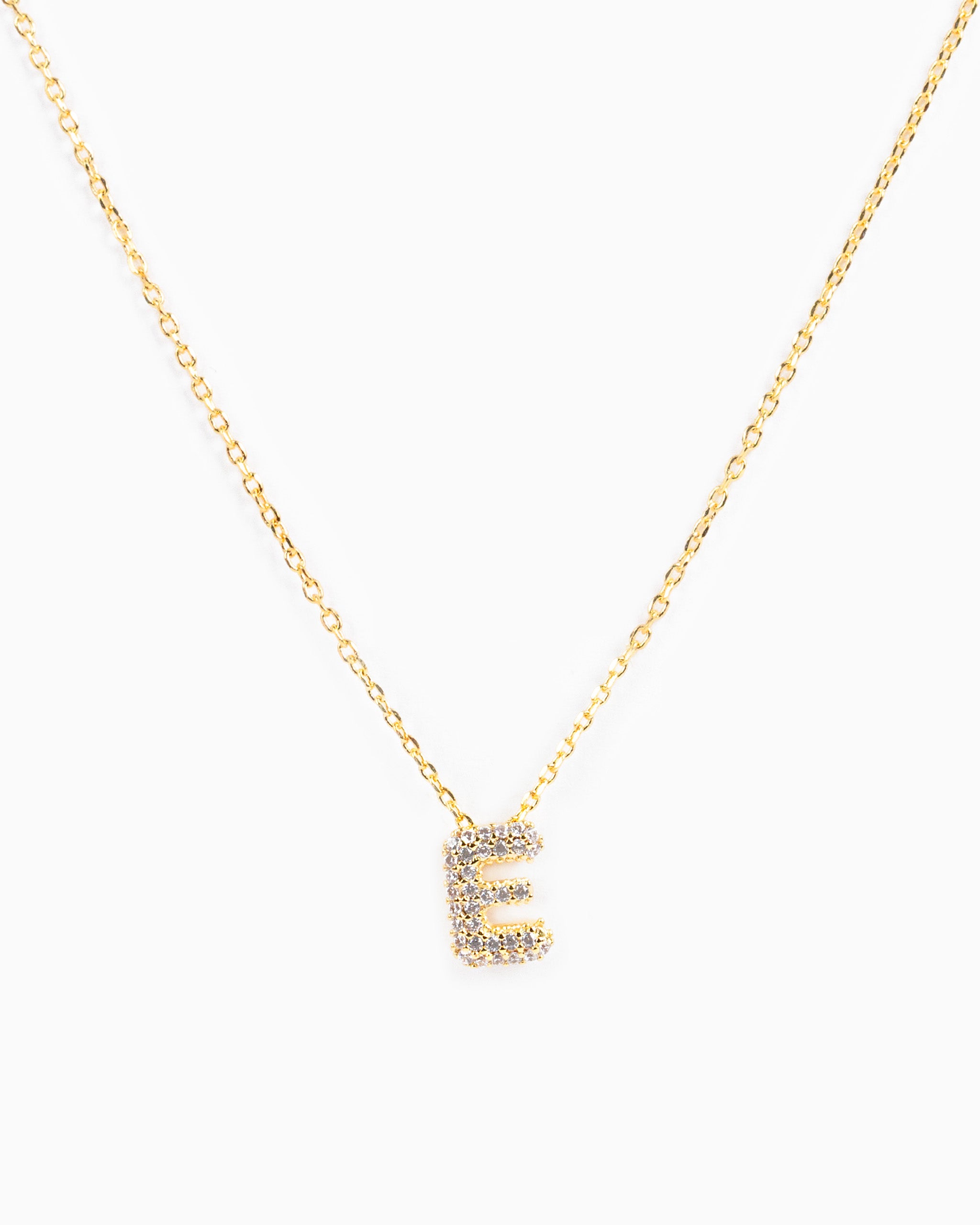 CZ Pave Mini Bubble Letter Necklace-6