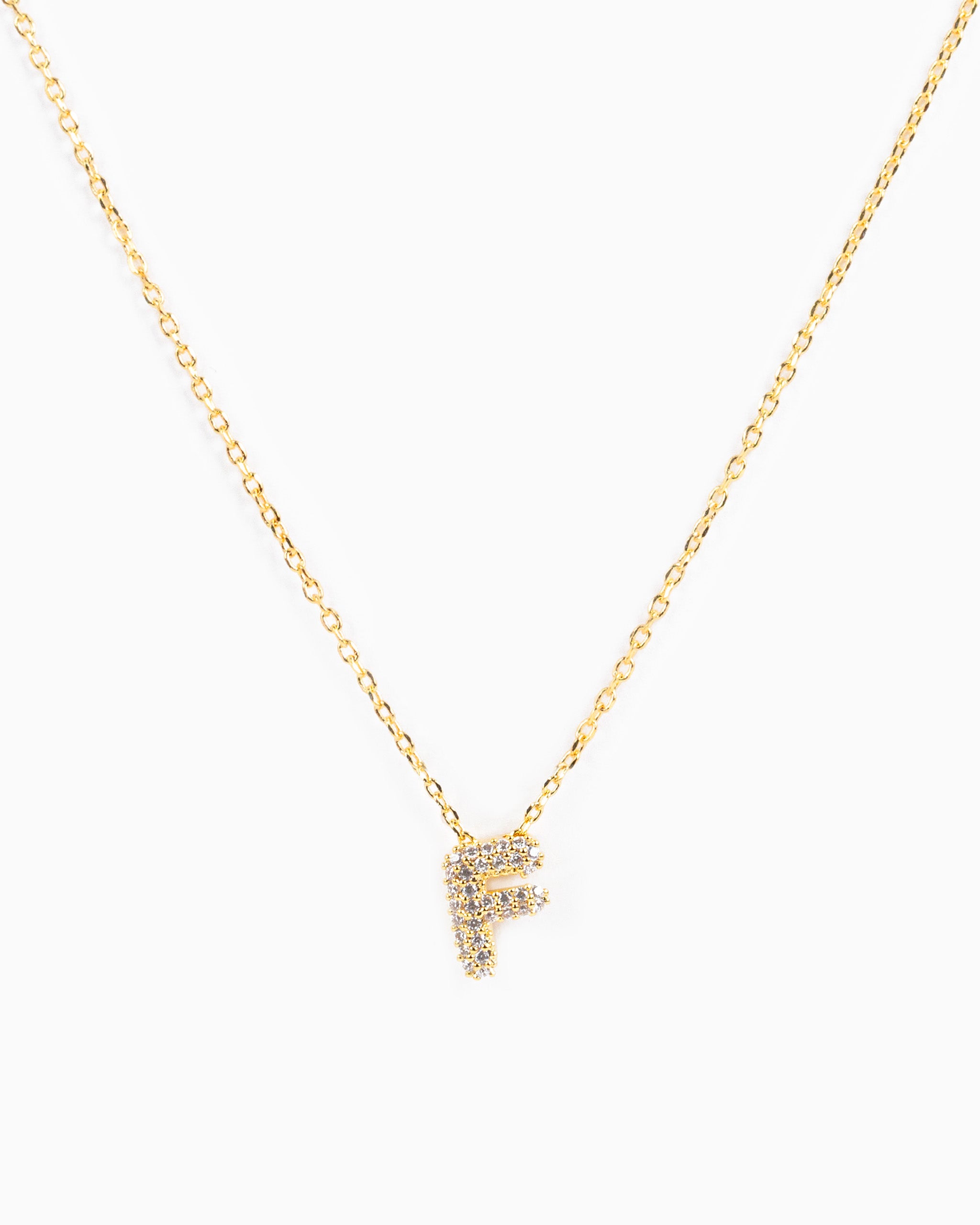 CZ Pave Mini Bubble Letter Necklace-7