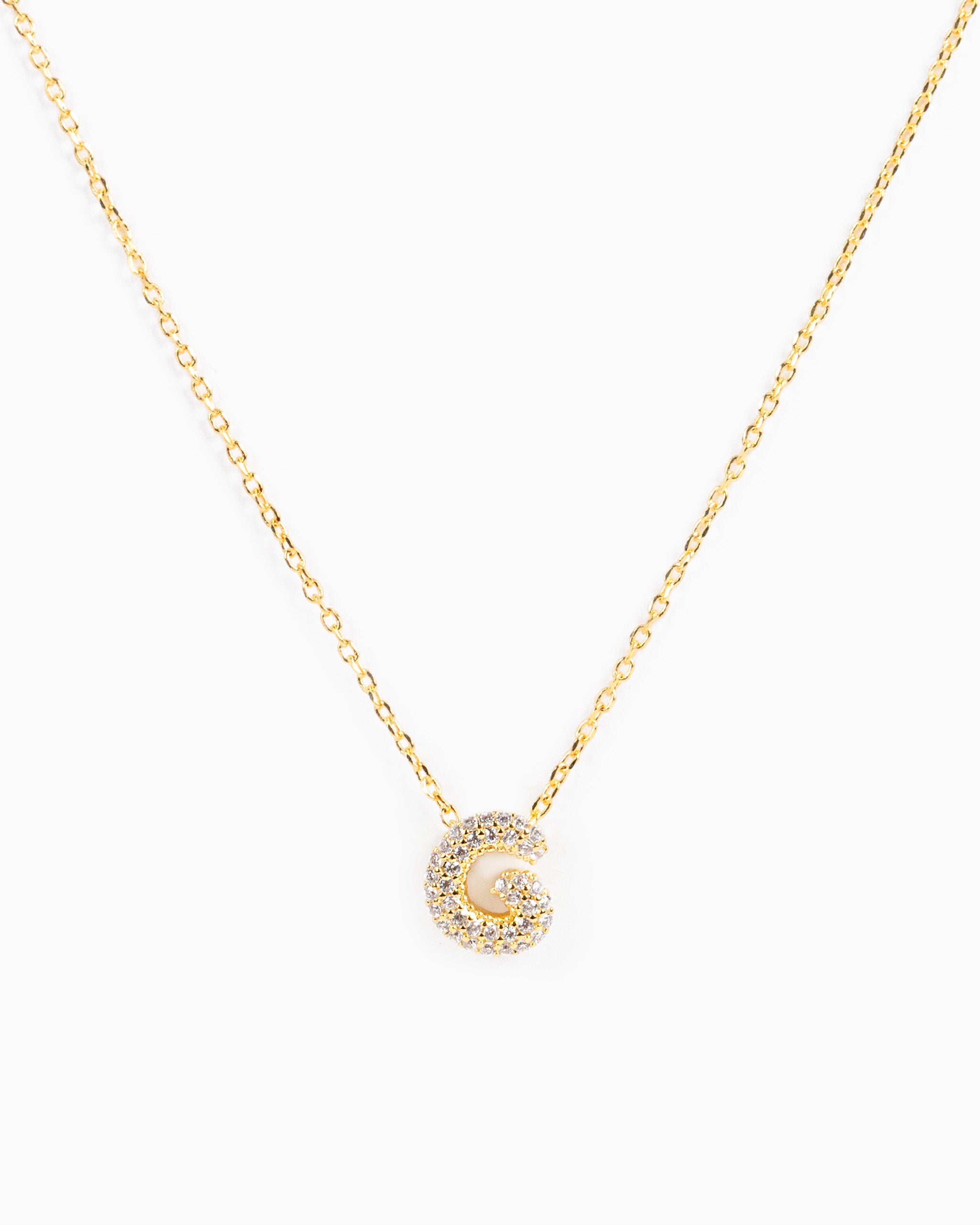 CZ Pave Mini Bubble Letter Necklace-8