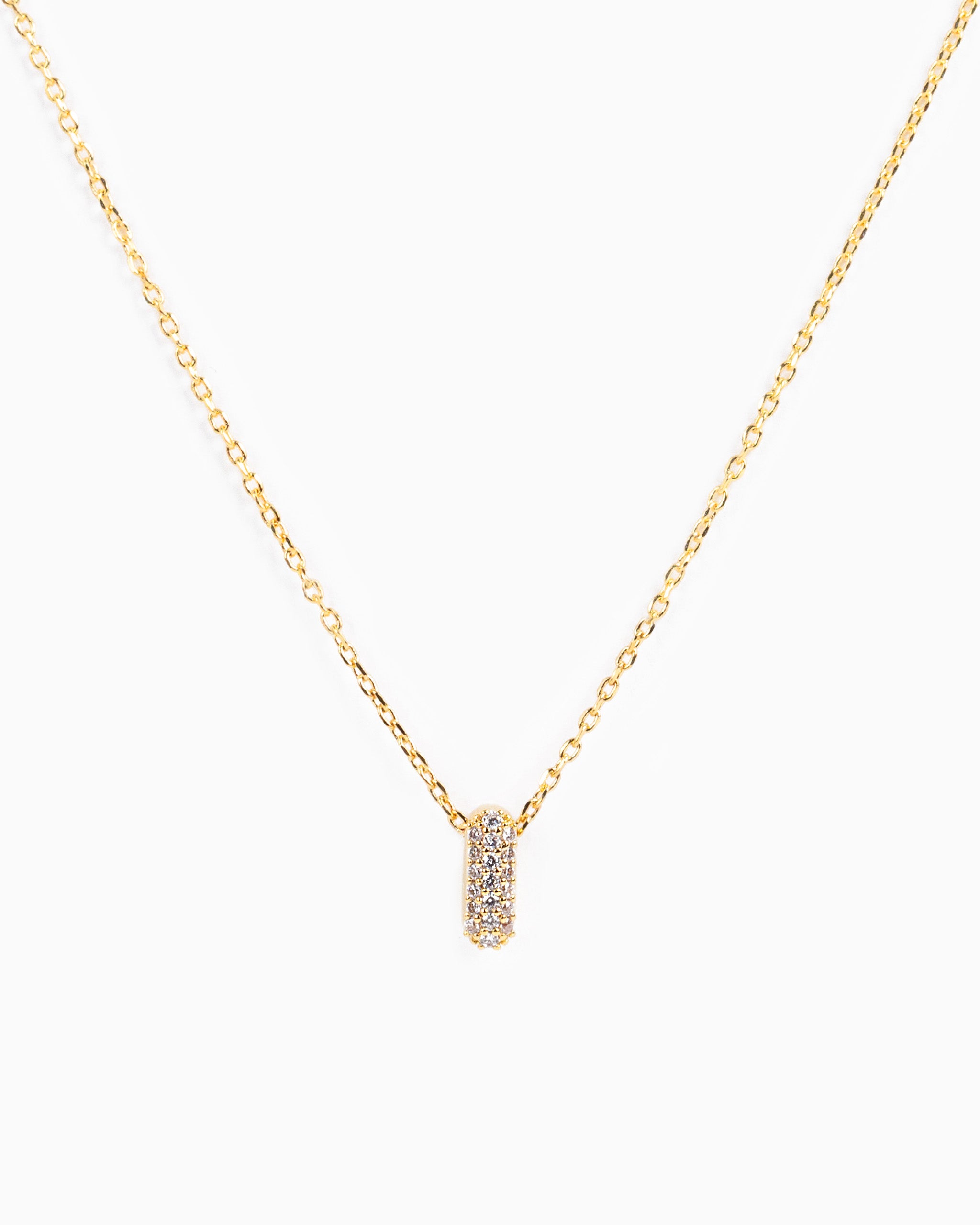 CZ Pave Mini Bubble Letter Necklace-10