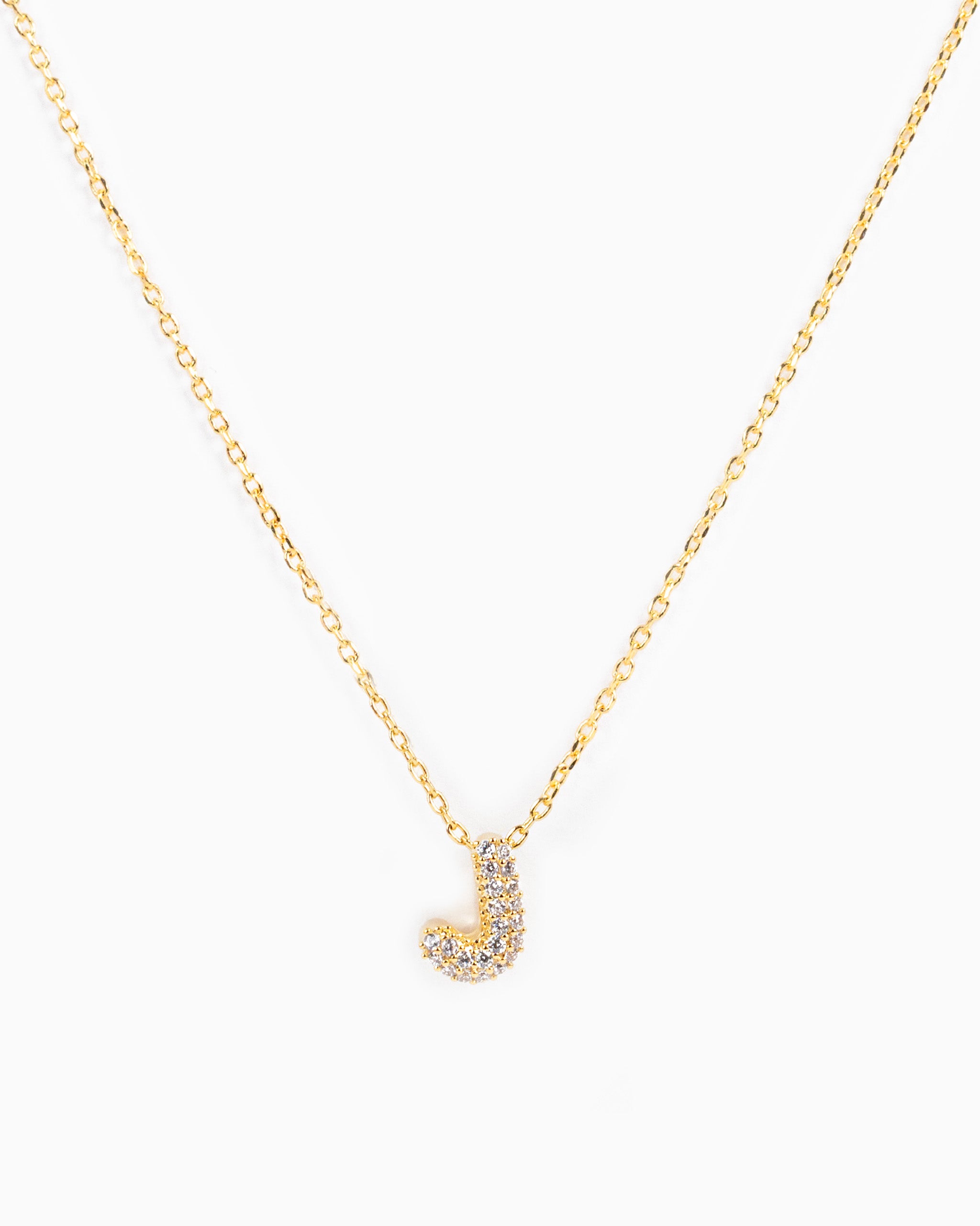 CZ Pave Mini Bubble Letter Necklace-11
