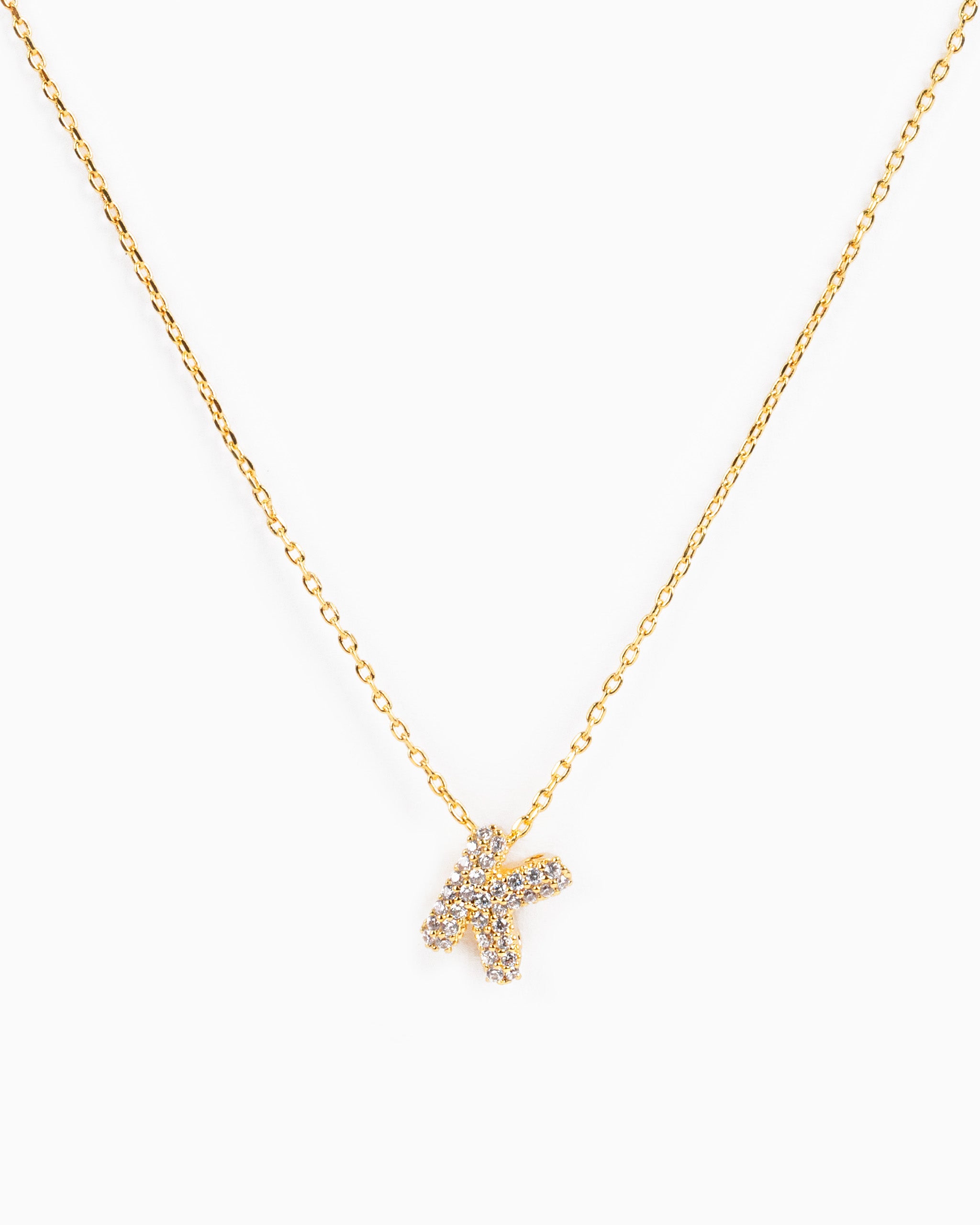 CZ Pave Mini Bubble Letter Necklace-12