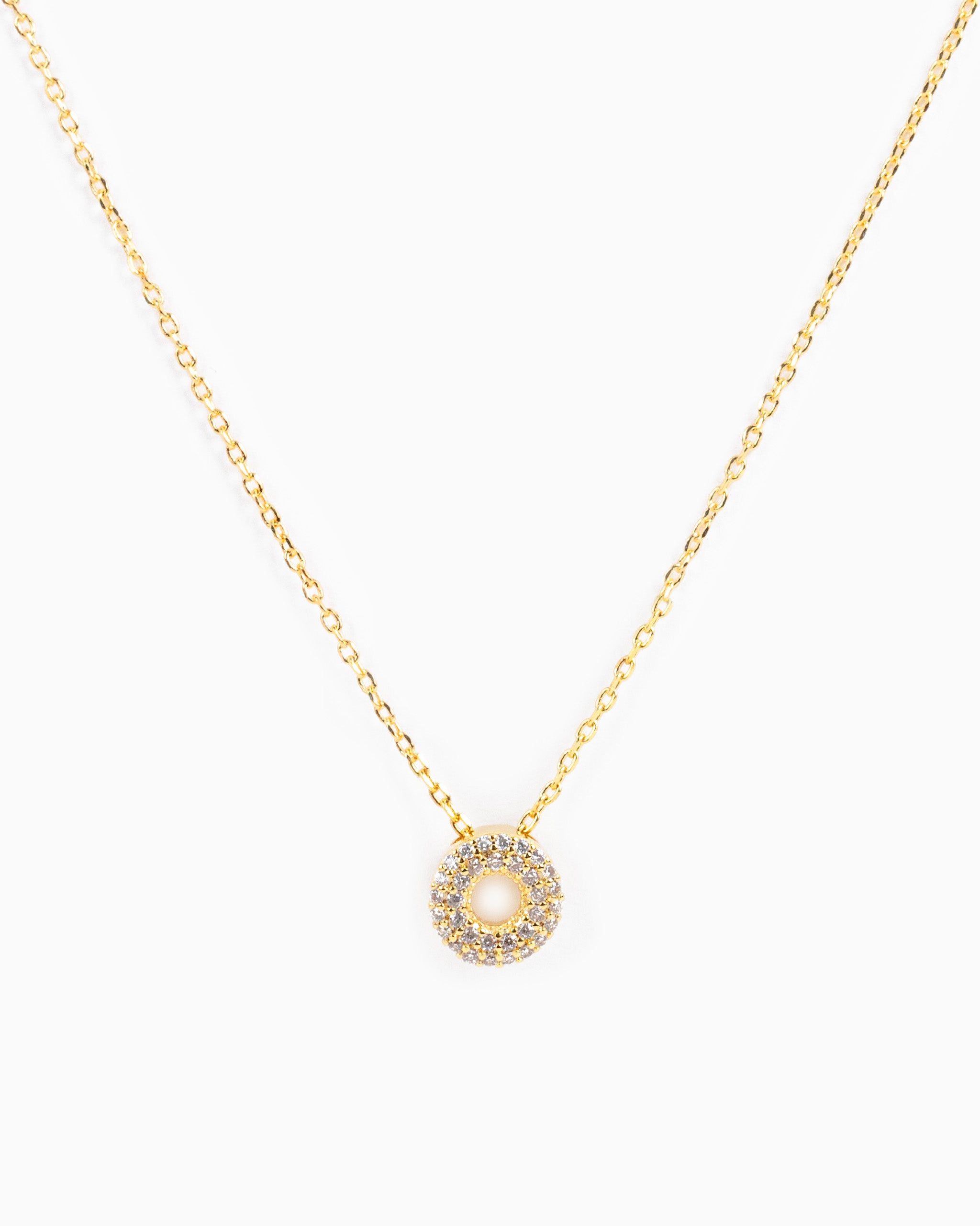 CZ Pave Mini Bubble Letter Necklace-16