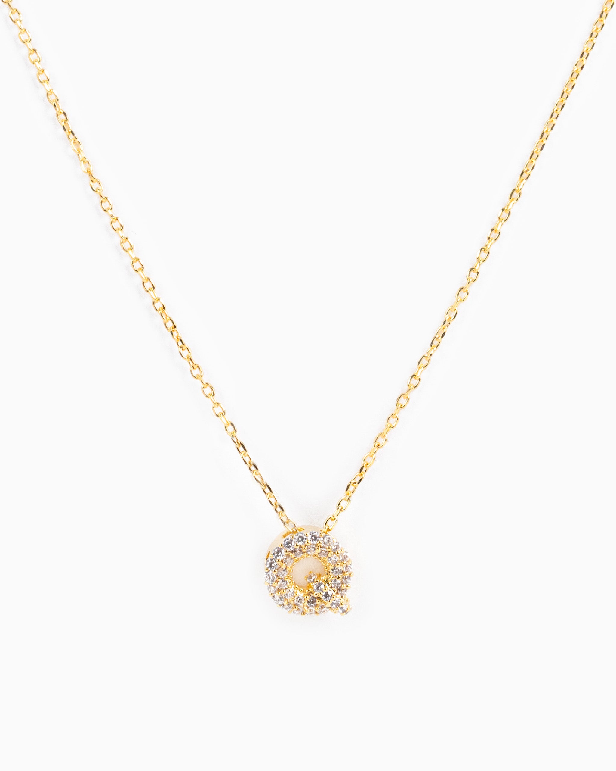 CZ Pave Mini Bubble Letter Necklace-18