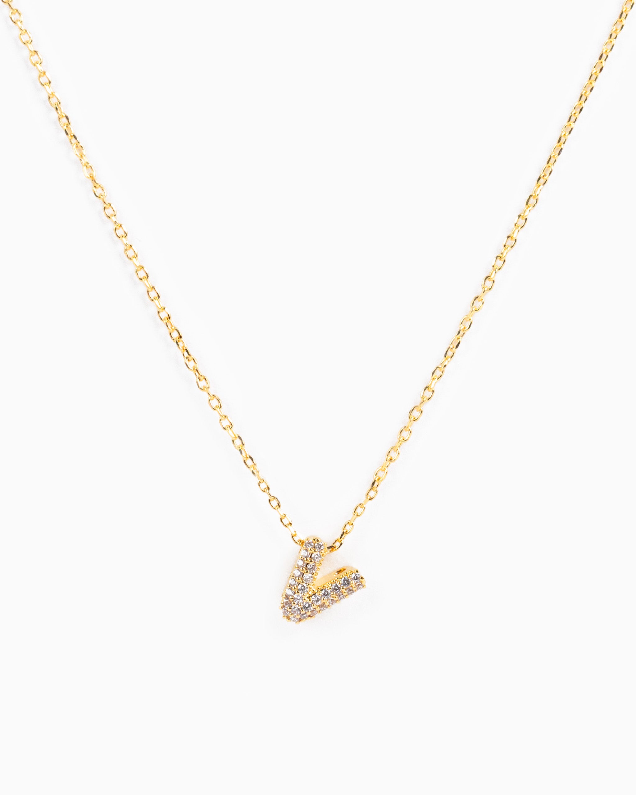 CZ Pave Mini Bubble Letter Necklace-22