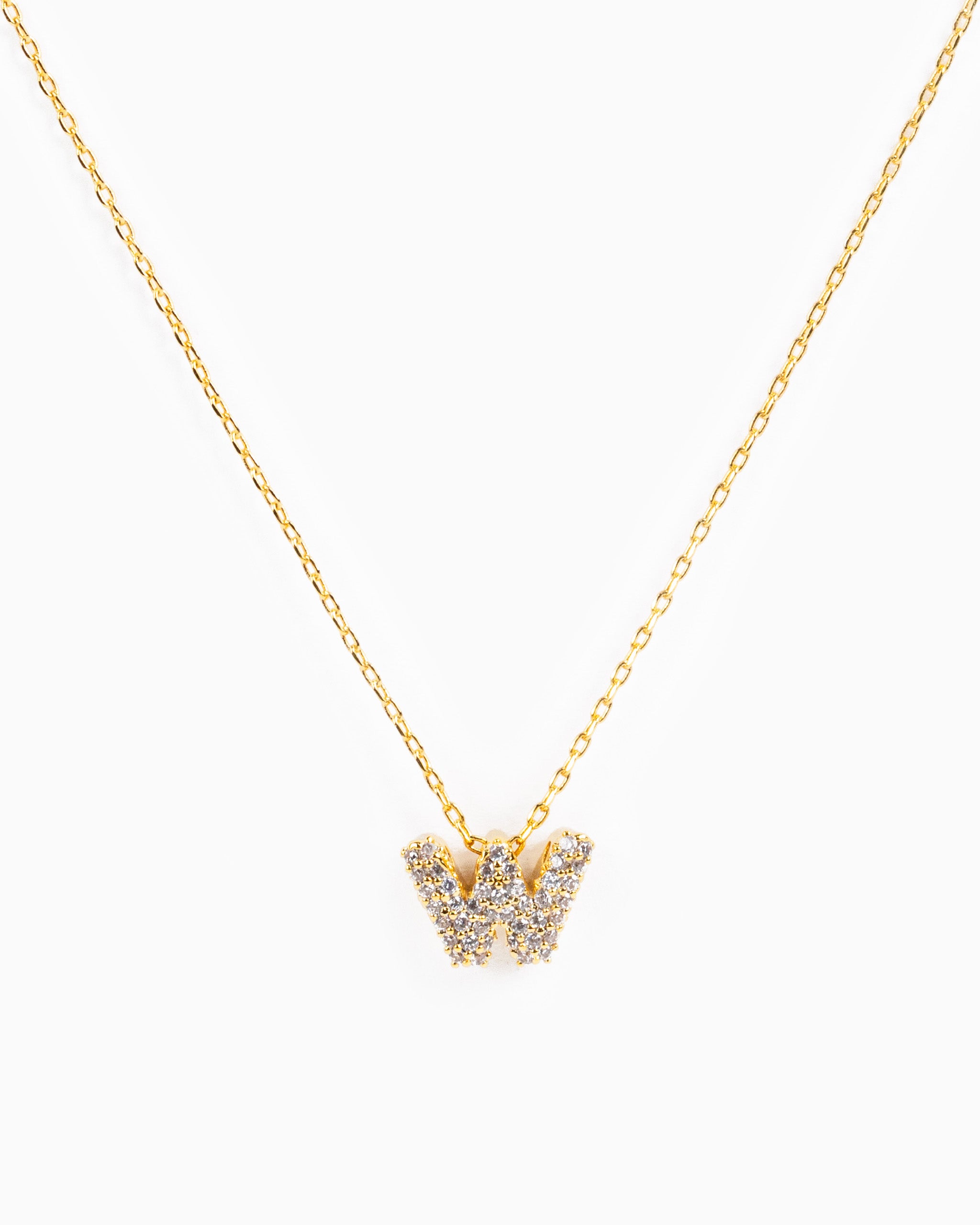 CZ Pave Mini Bubble Letter Necklace-23