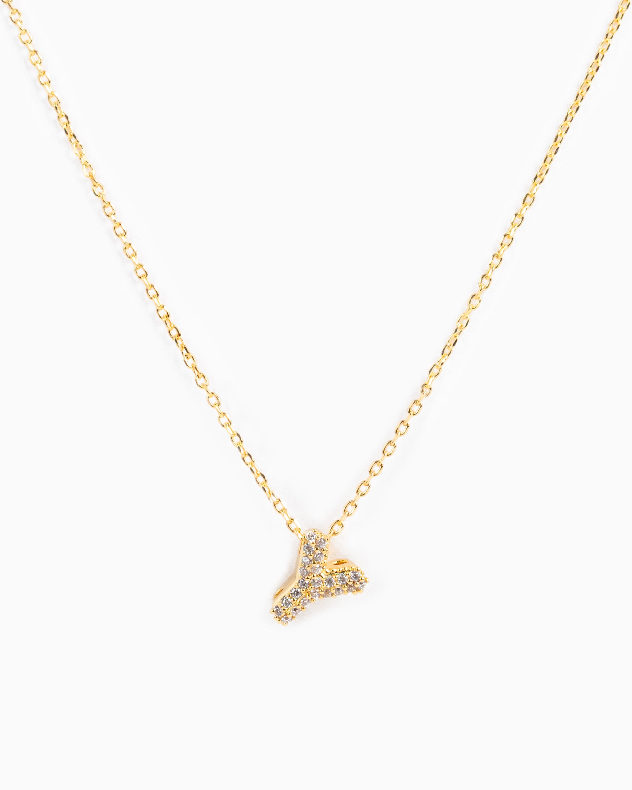 CZ Pave Mini Bubble Letter Necklace-24