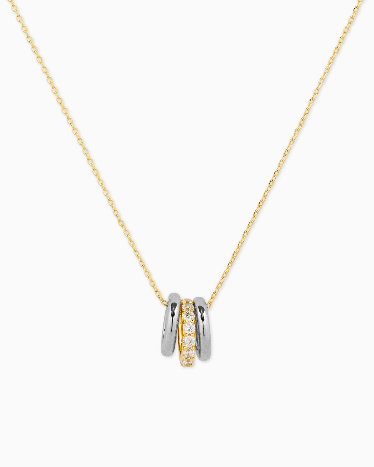 CZ Rondelle Charm Pendant Necklace-6