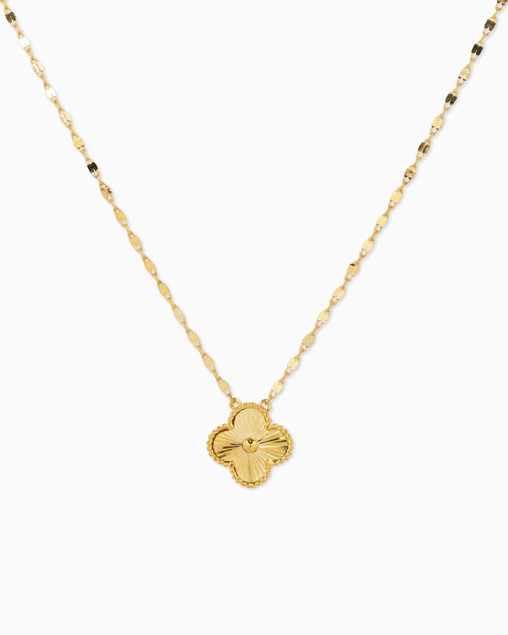 Sunburst Cut Clover Pendant Necklace