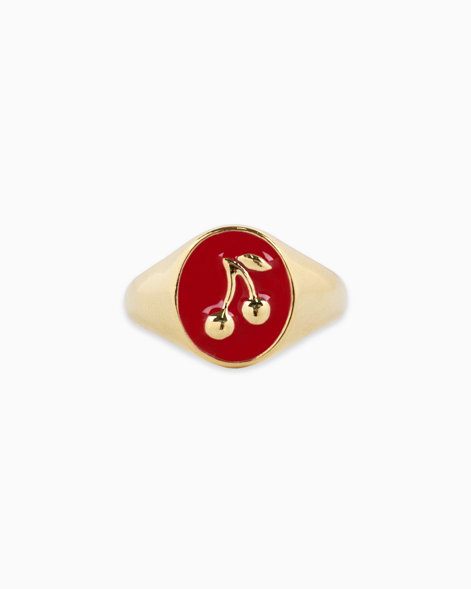 Gold Cherry Colored Stamp Signet Ring