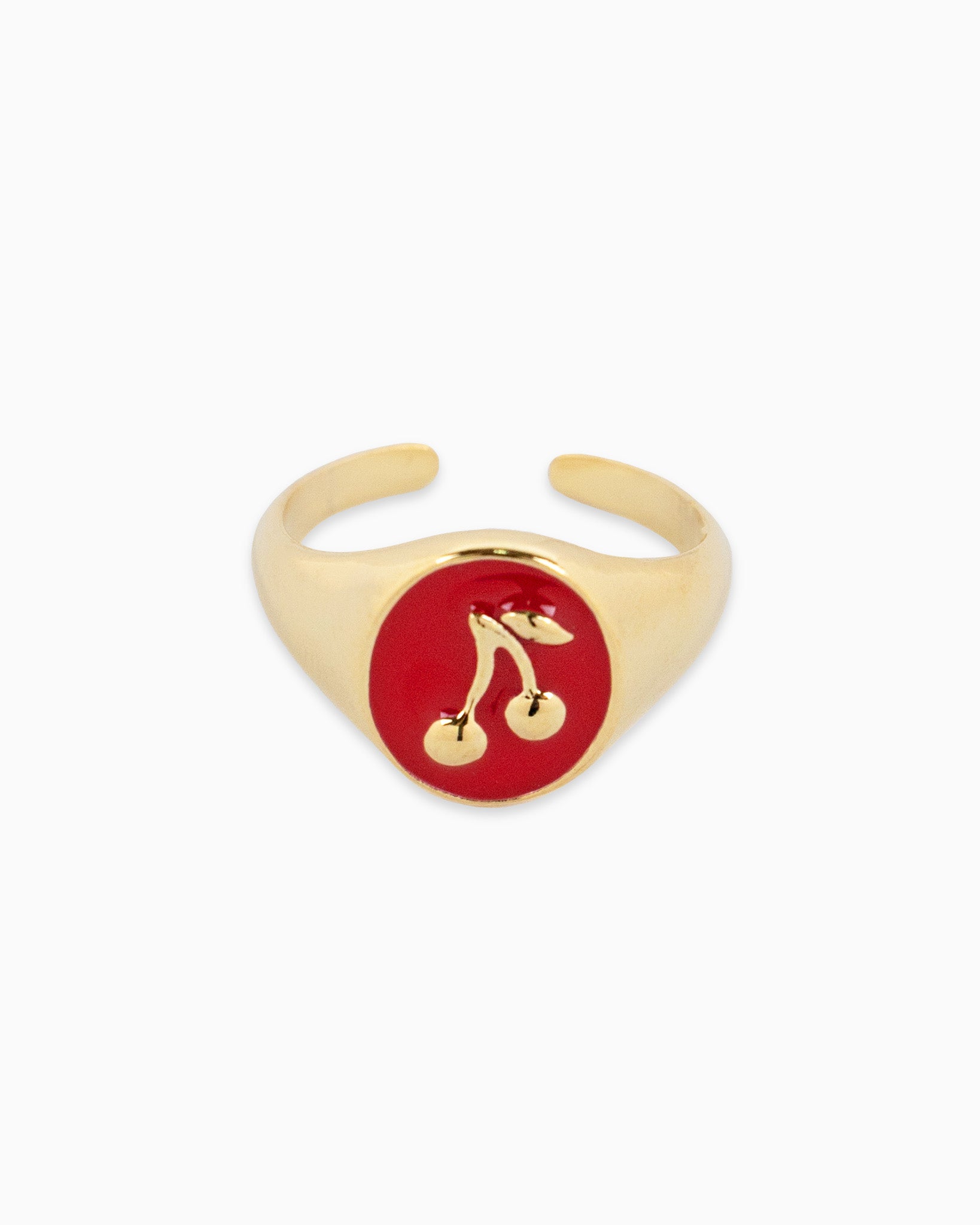 Gold Cherry Colored Stamp Signet Ring