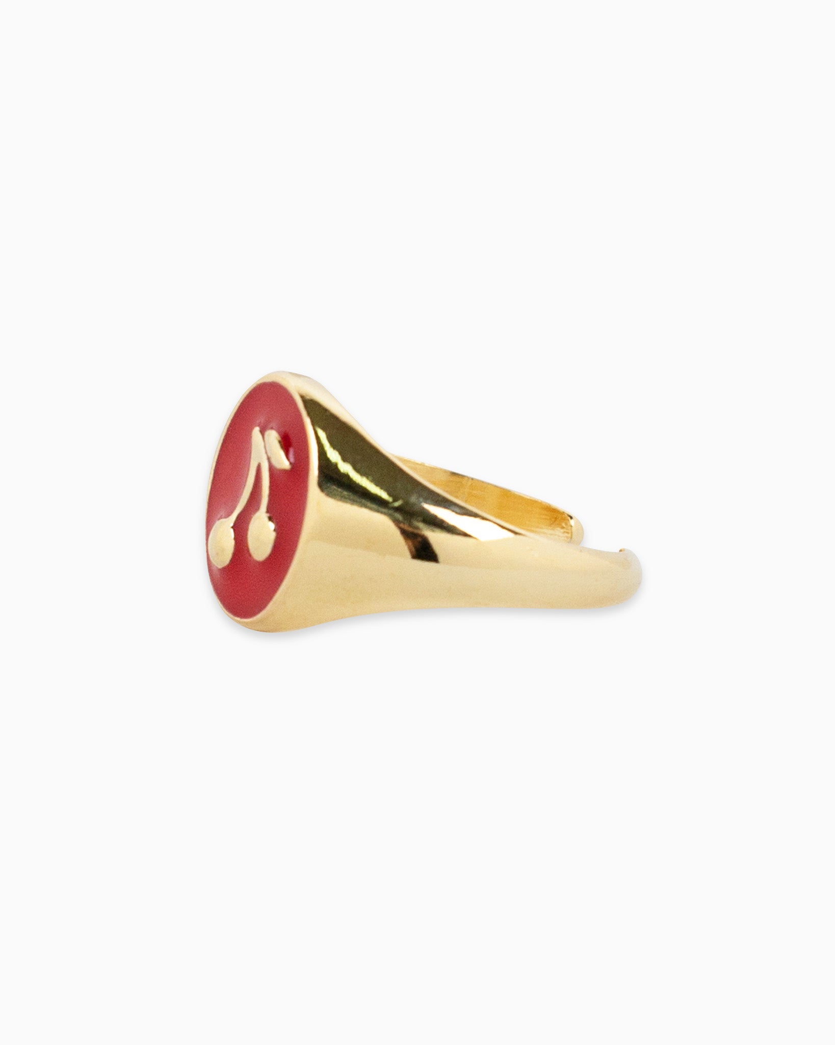 Gold Cherry Colored Stamp Signet Ring