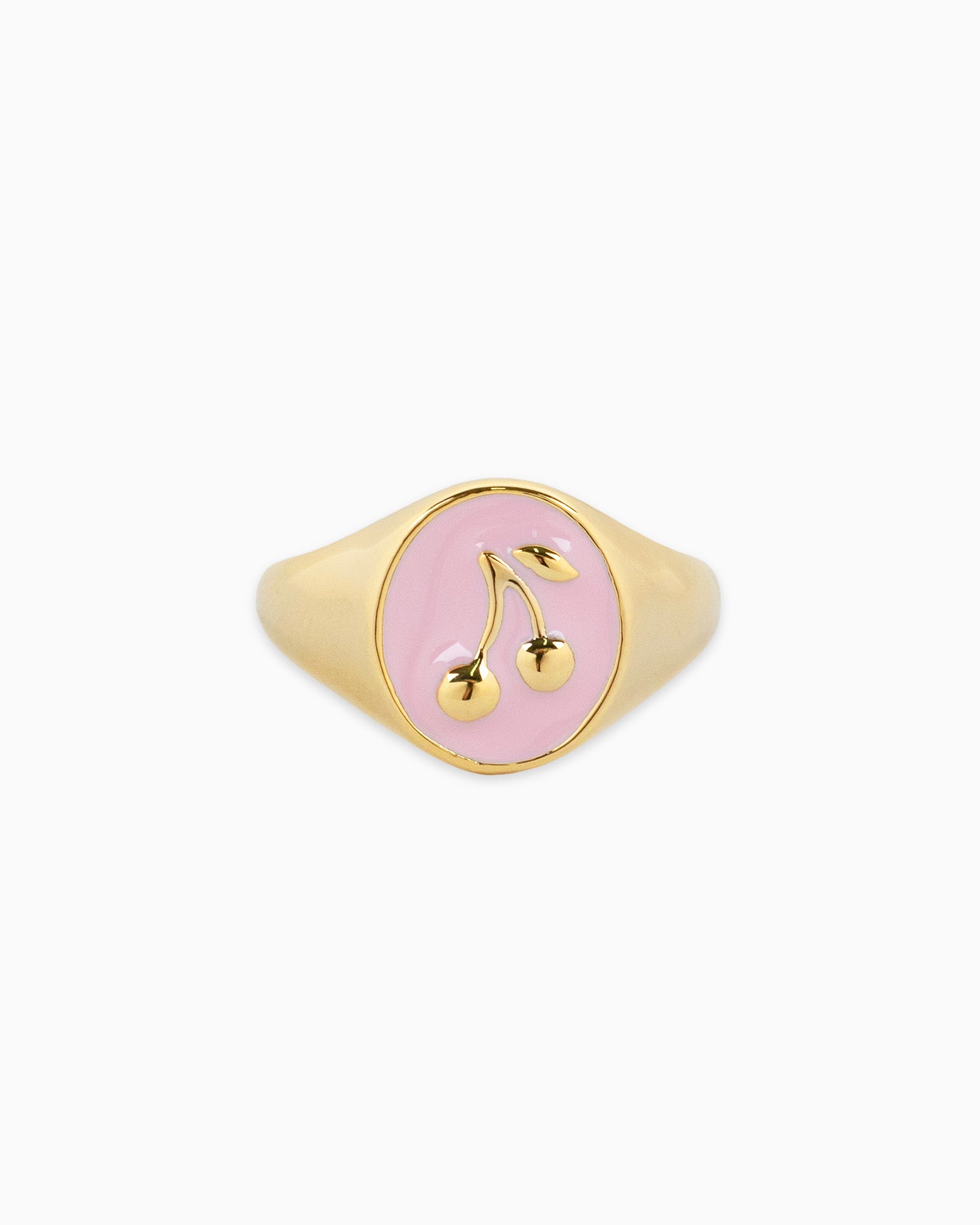 Gold Cherry Colored Stamp Signet Ring