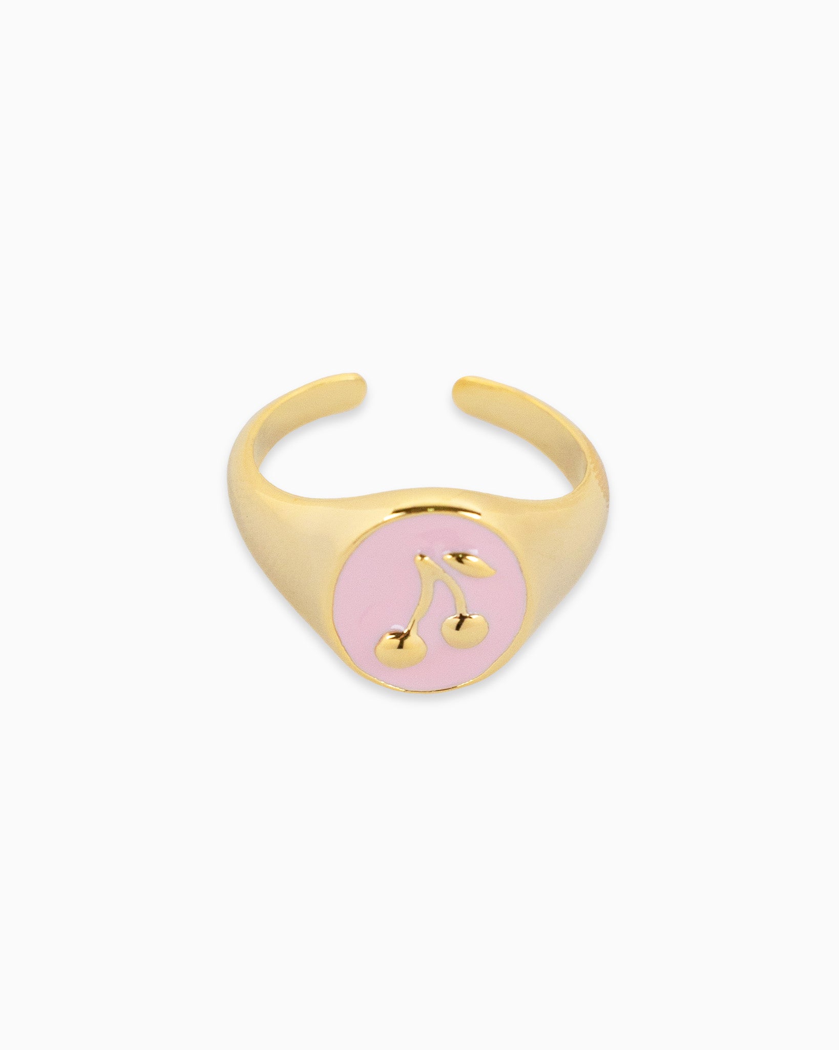 Gold Cherry Colored Stamp Signet Ring