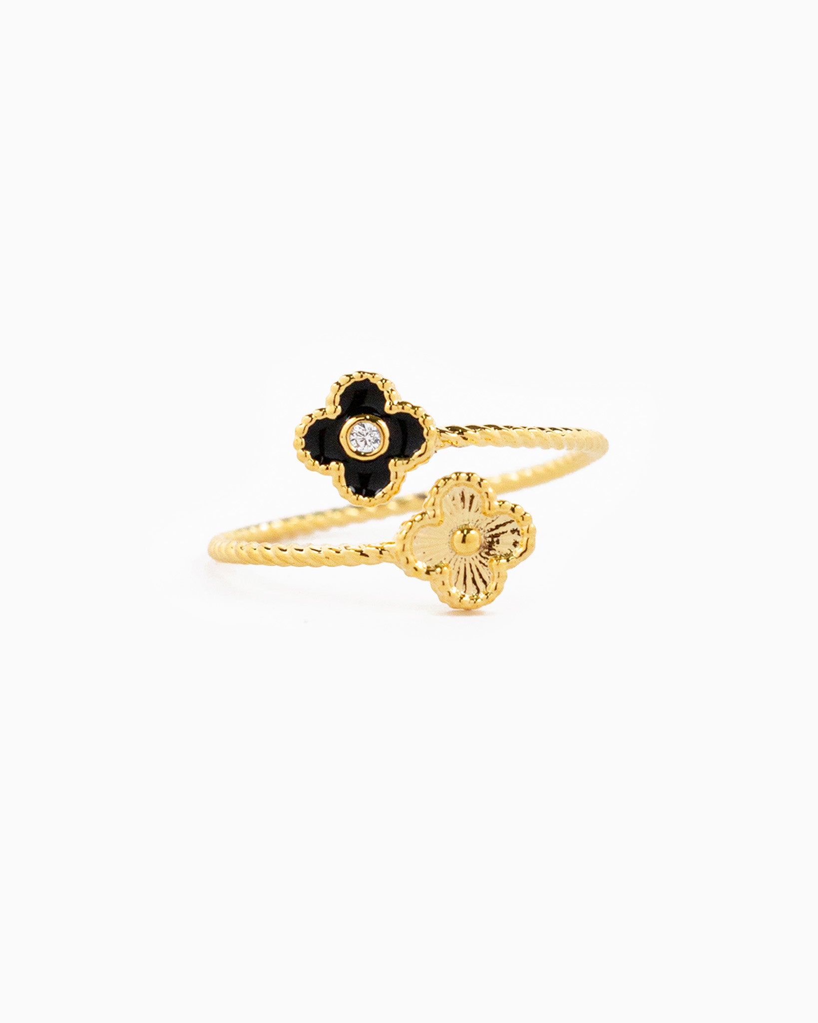 Adjustable Epoxy CZ Clover Ring