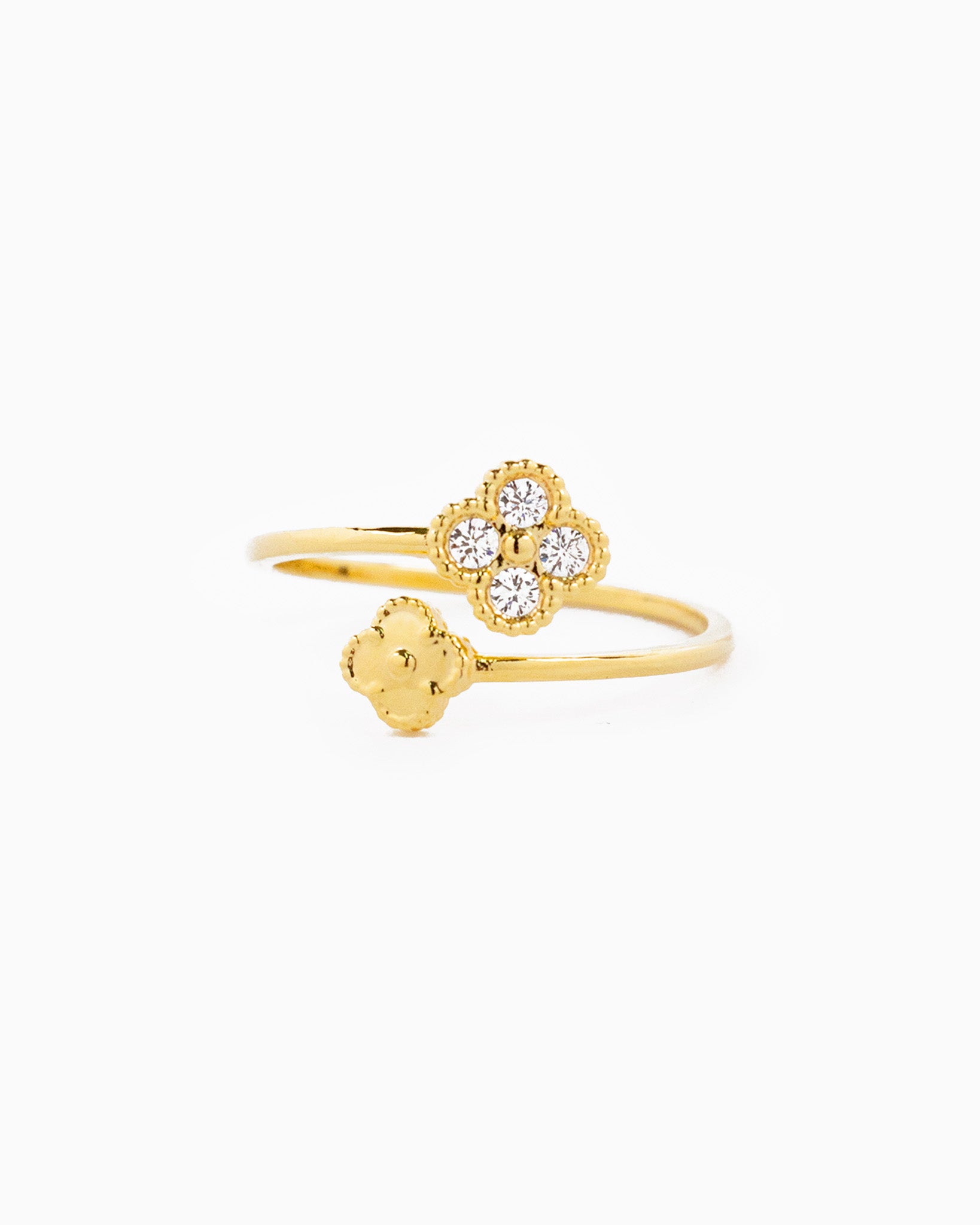 Adjustable CZ Clover Ring