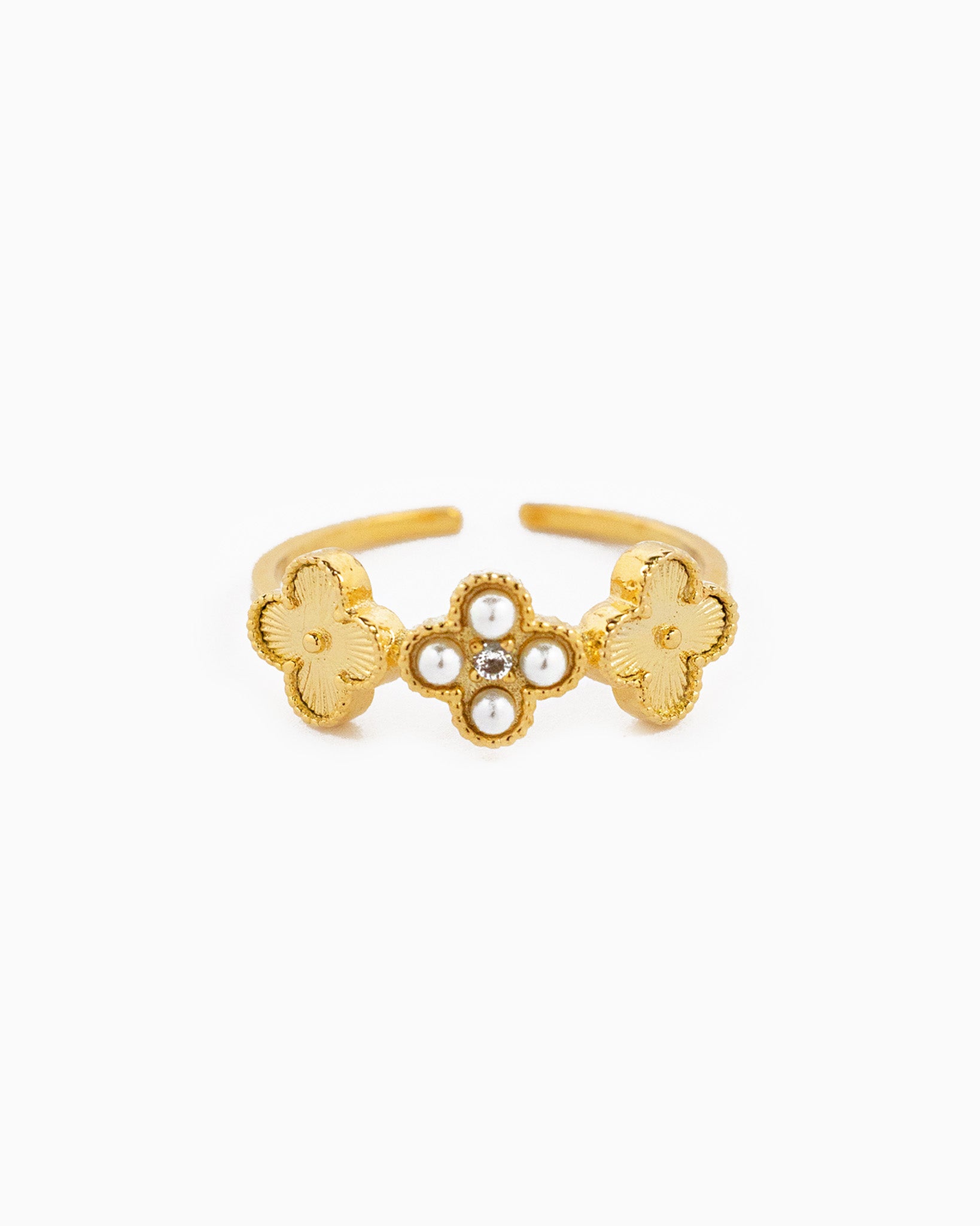 Adjustable Triple Line Clover Ring