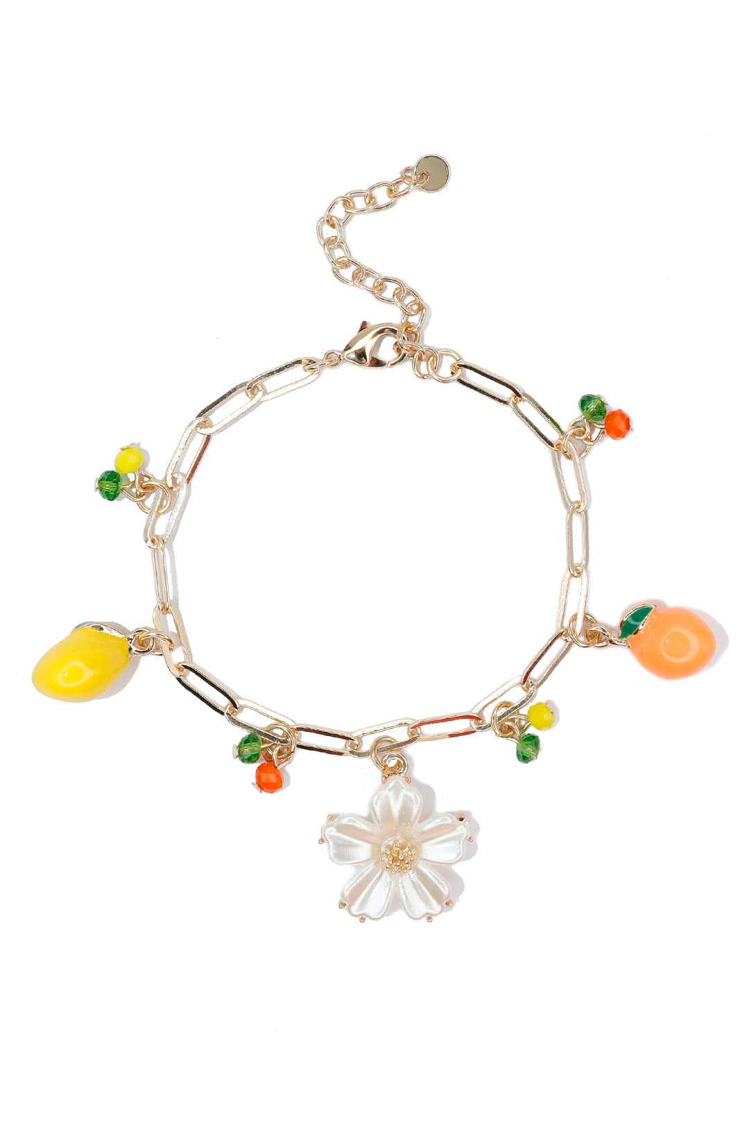 Orchid Lemon Orange Bead Charm Bracelet