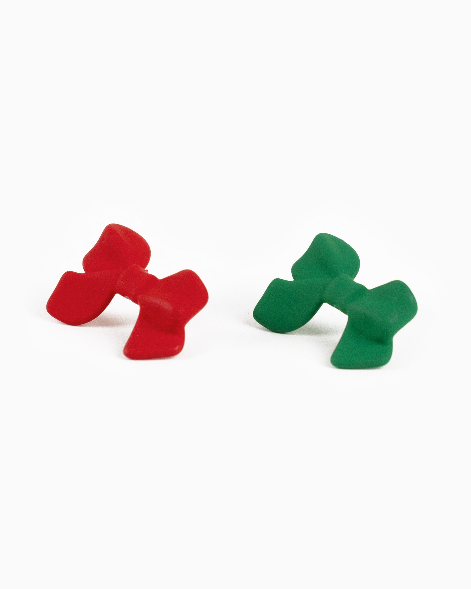 Matte Christmas Bow Stud Earrings