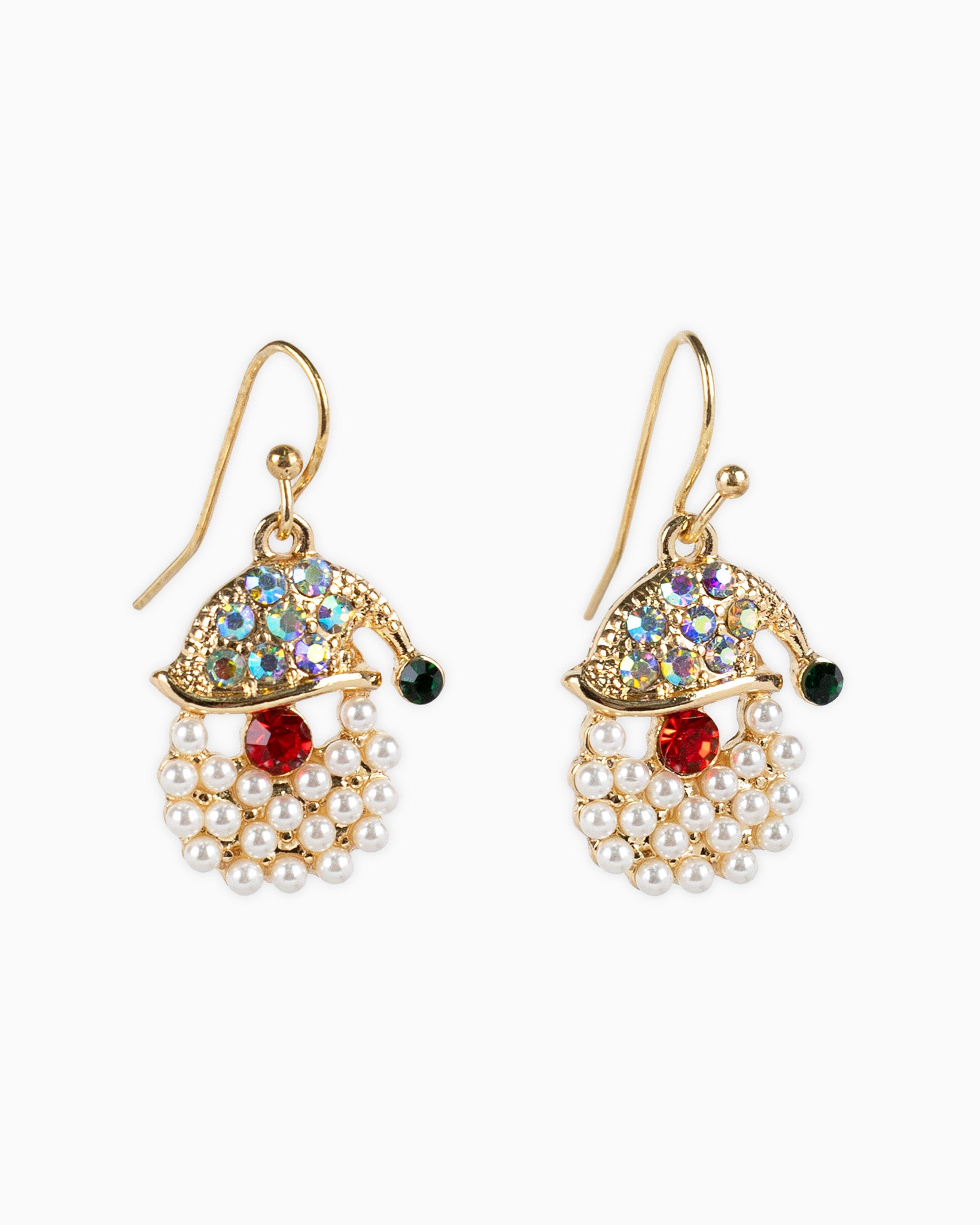 Santa's Pearly Beard Drop Earrings