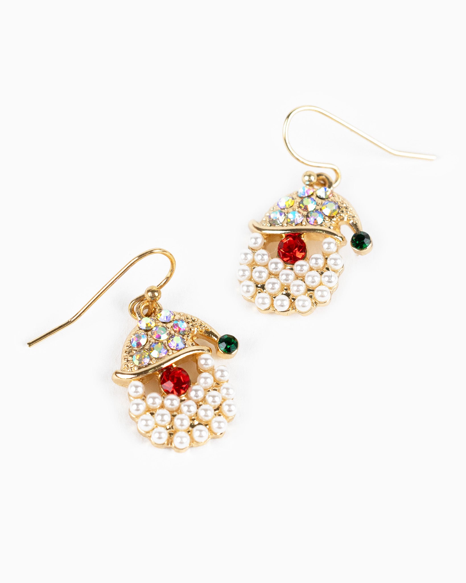 Santa's Pearly Beard Drop Earrings