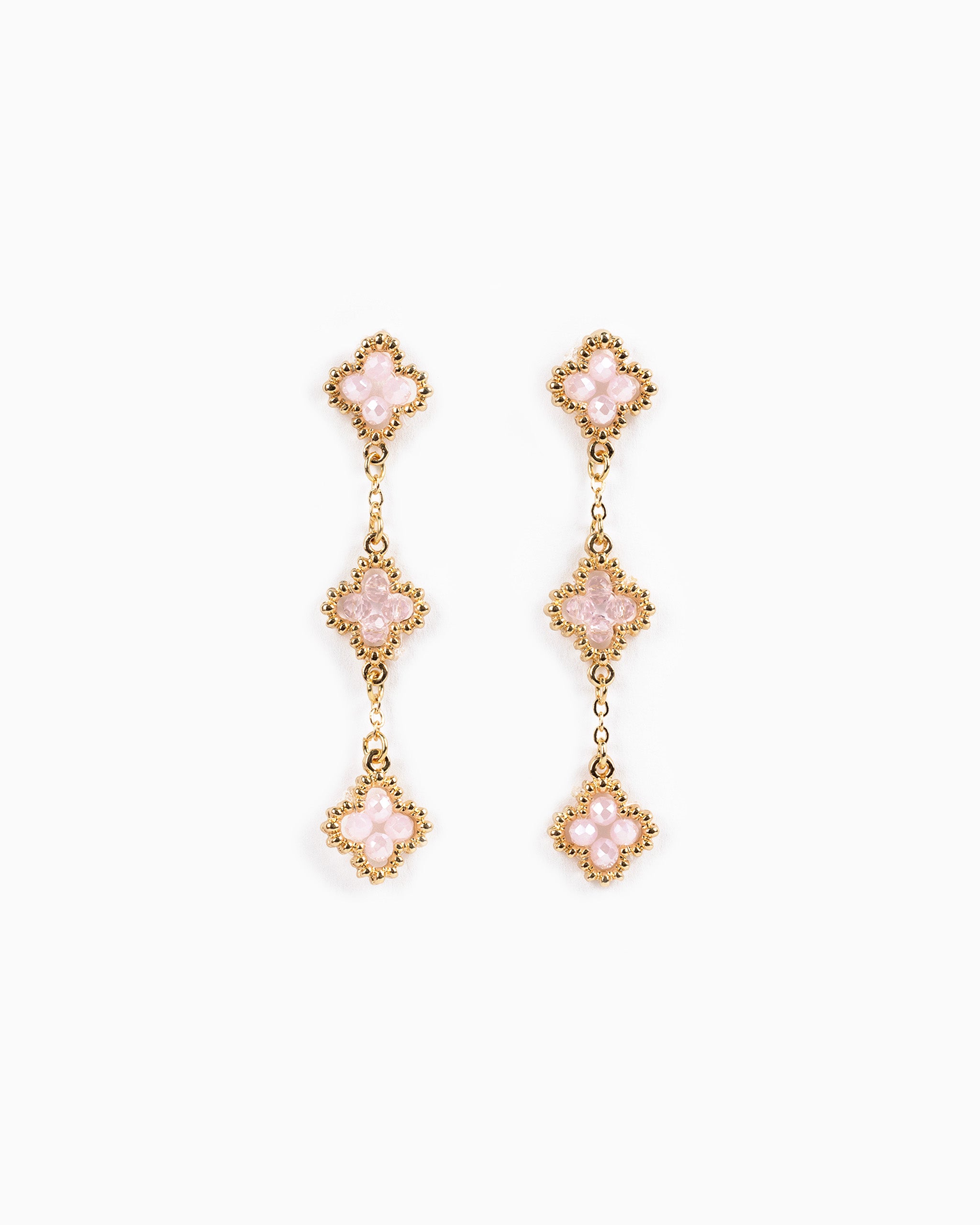 Multi-Bead Clover Drop Earrings-7