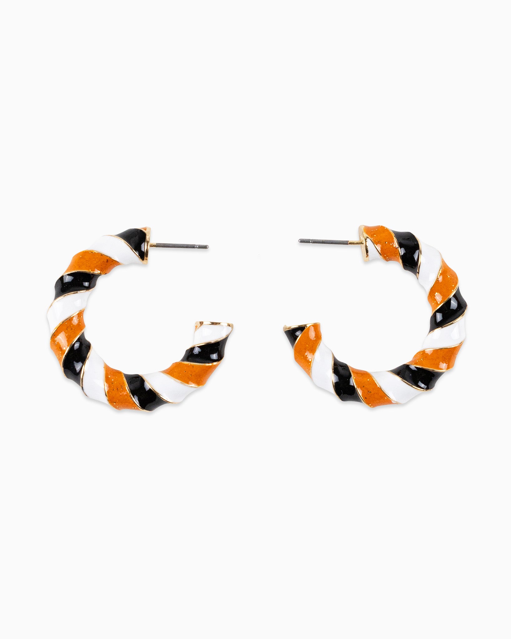 Halloween Color Twist Glitter Epoxy Medium Hoop Earrings