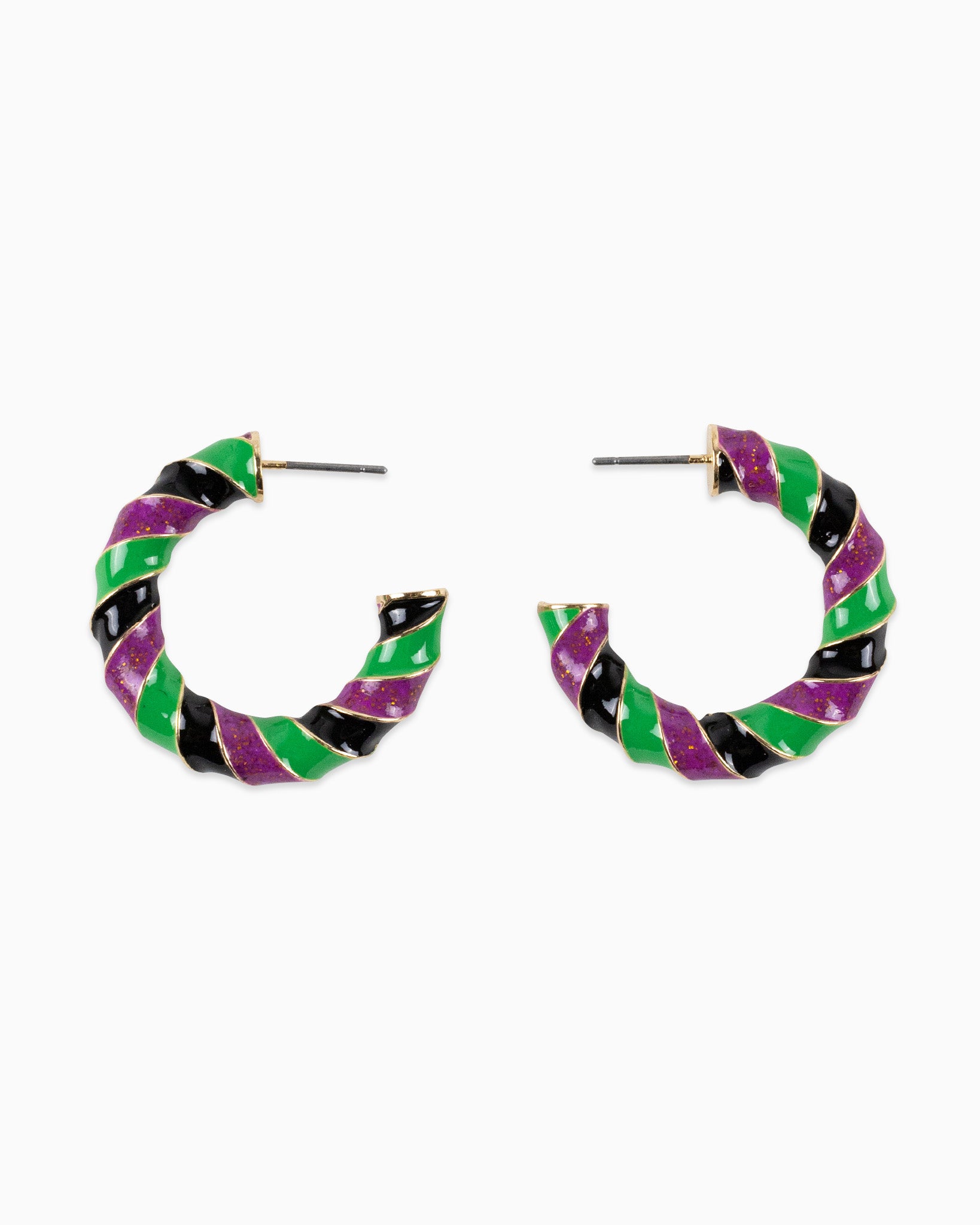 Halloween Color Twist Glitter Epoxy Medium Hoop Earrings