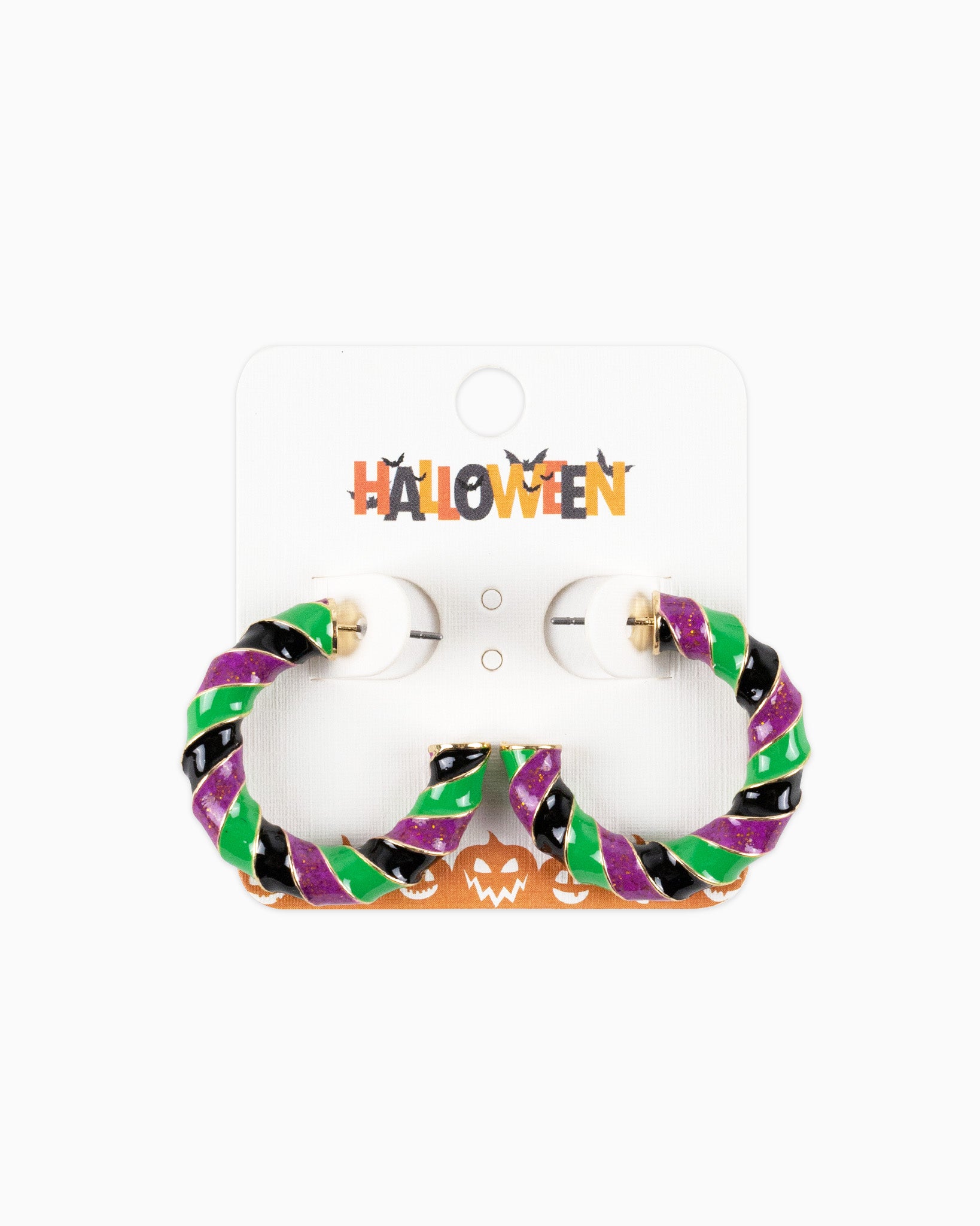 Halloween Color Twist Glitter Epoxy Medium Hoop Earrings