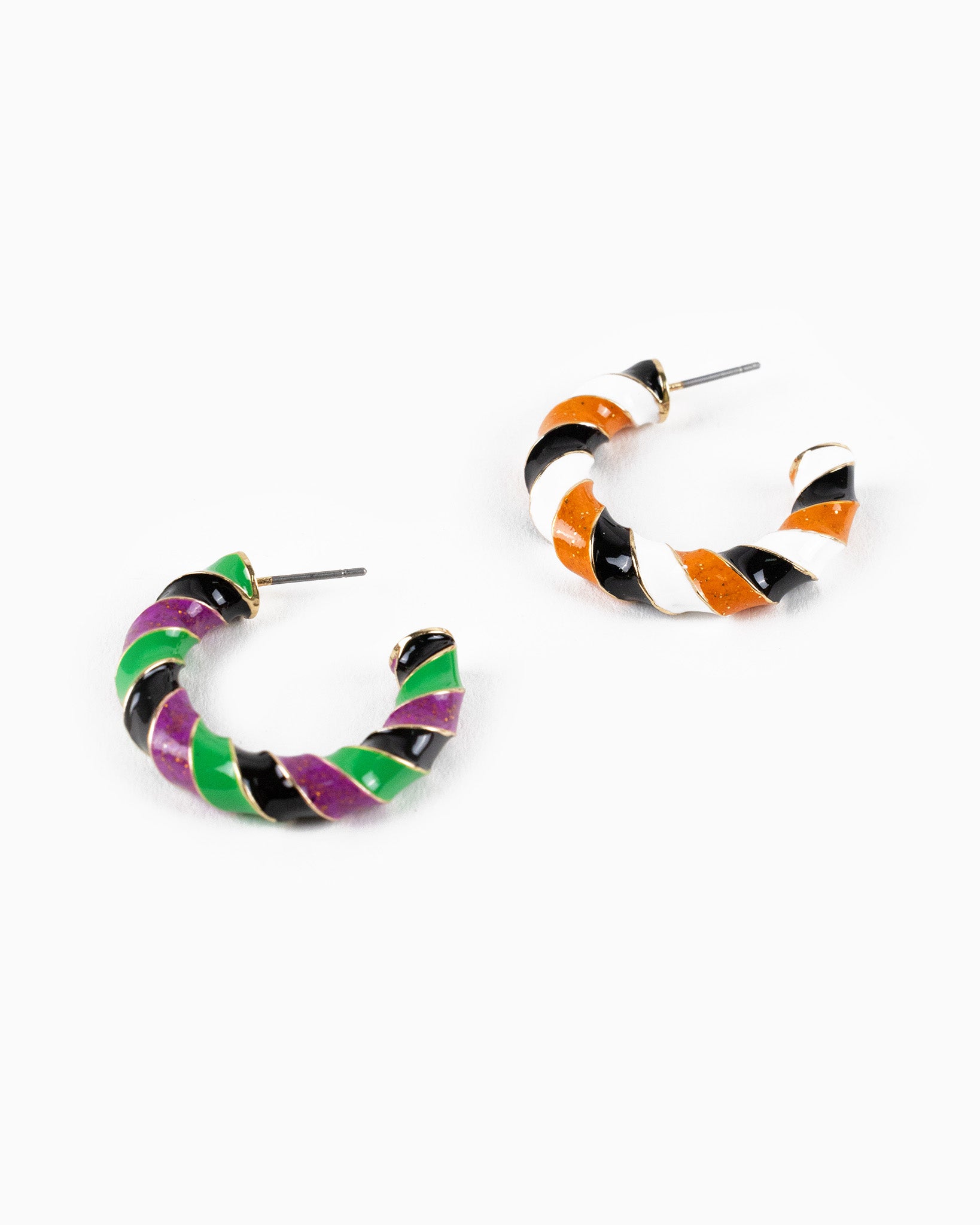 Halloween Color Twist Glitter Epoxy Medium Hoop Earrings