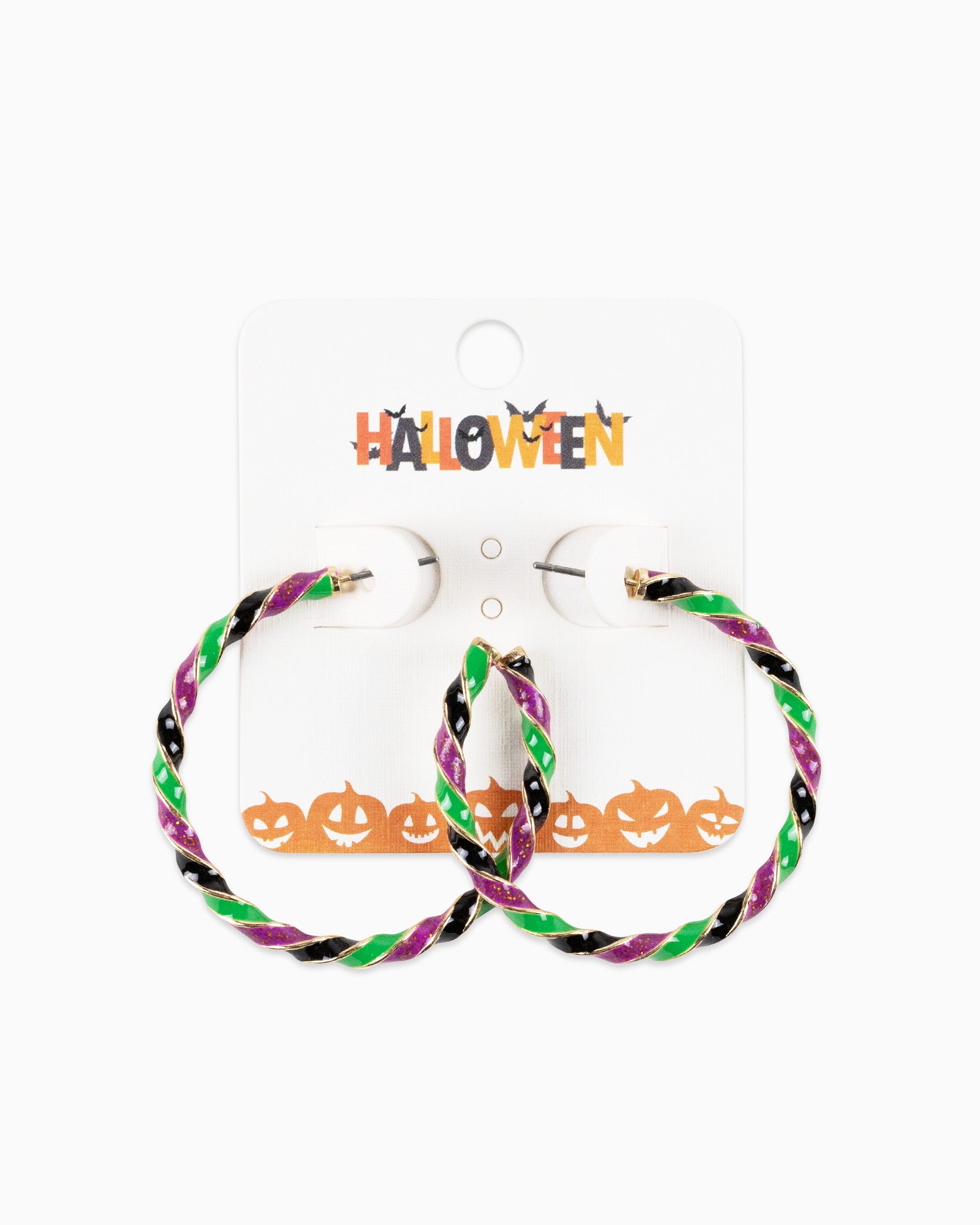 Halloween Color Twist Glitter Epoxy Large Hoop Earrings