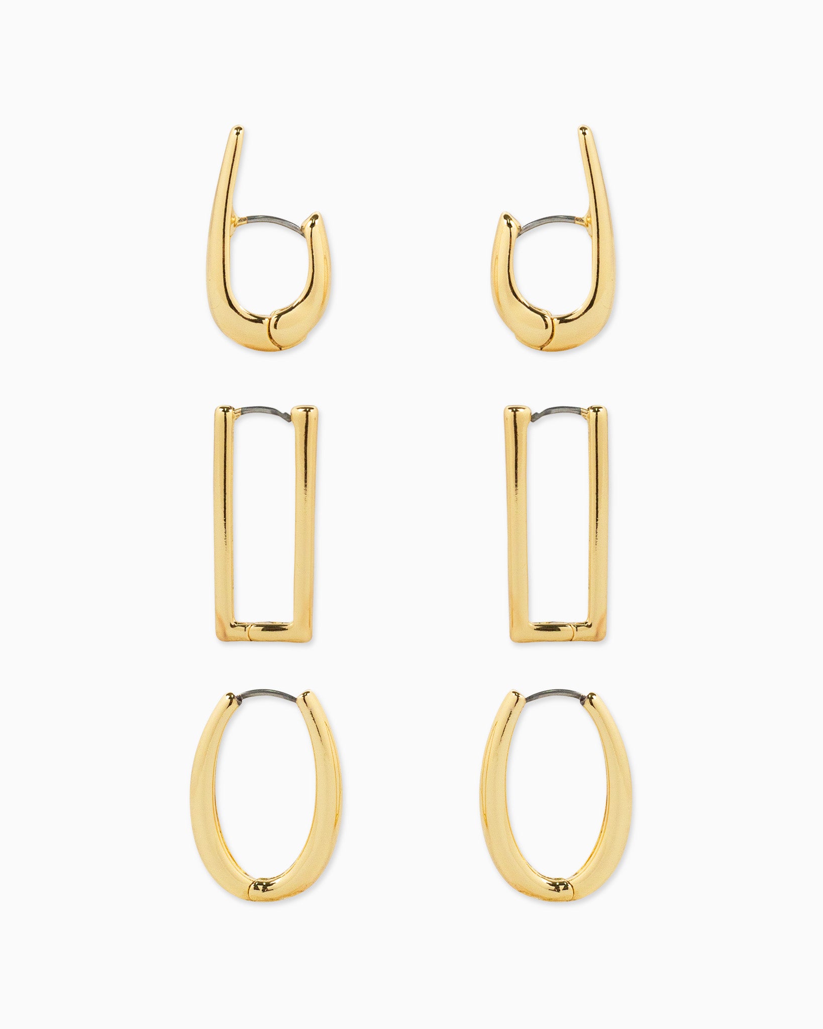 Geometric Mix Medium Huggie Hoop Earring Set of 3