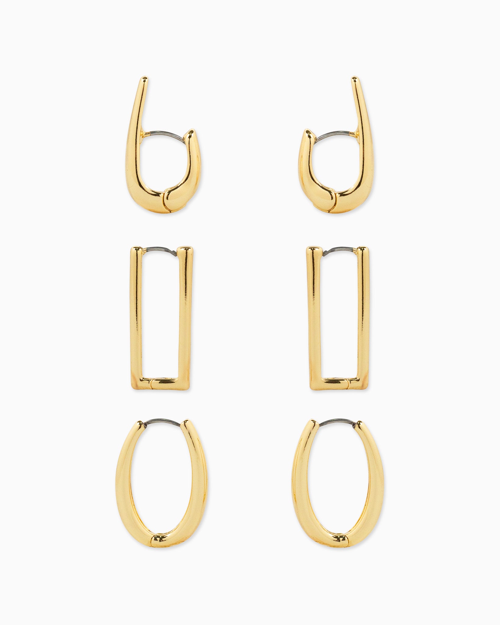 Geometric Mix Medium Huggie Hoop Earring Set of 3