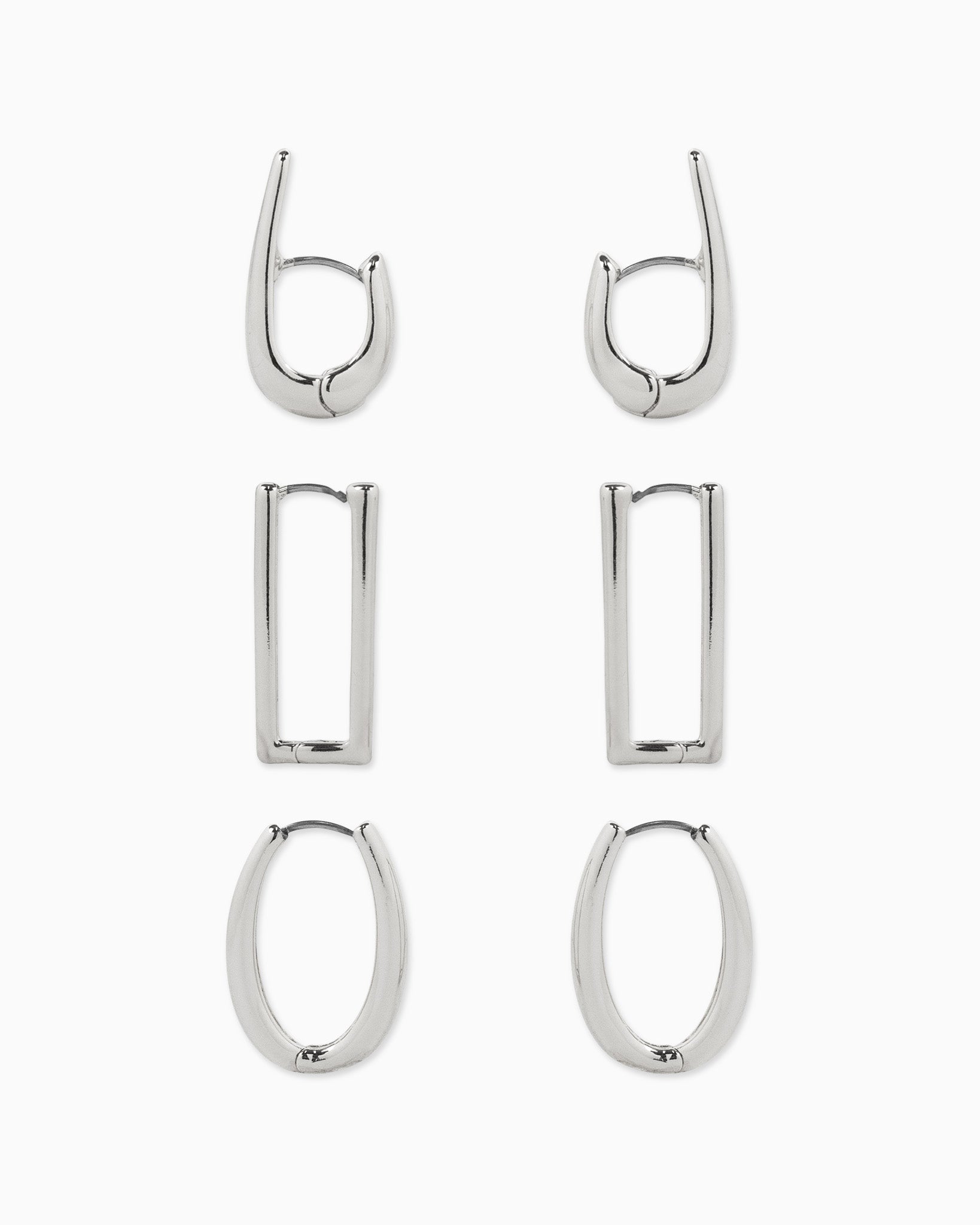 Geometric Mix Medium Huggie Hoop Earring Set of 3