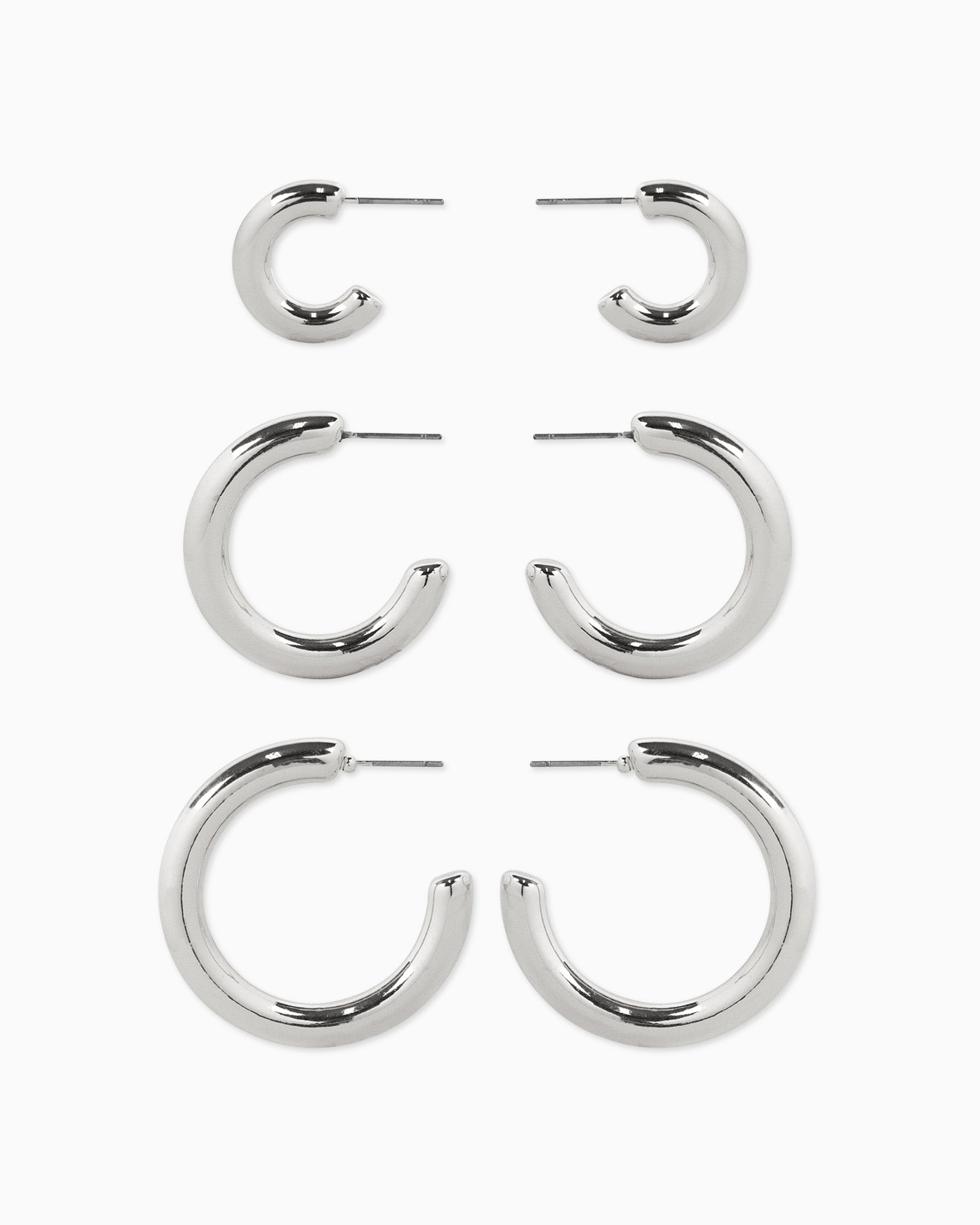 Lightweight Pipe Hoop Variety Earring Set of 3