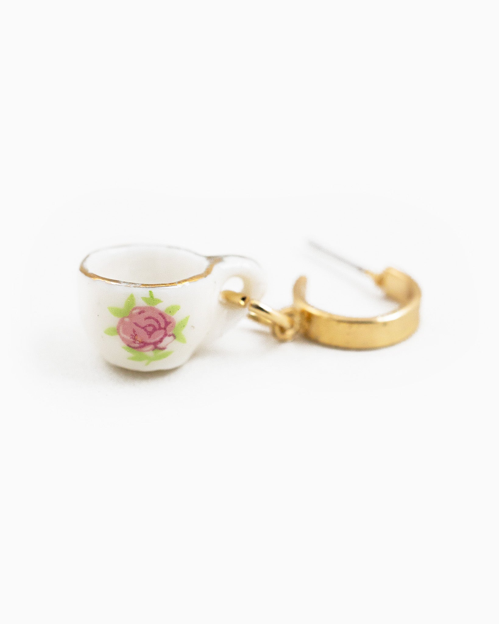 Ceramic Teacup Saucer Mismatch Drop Earrings