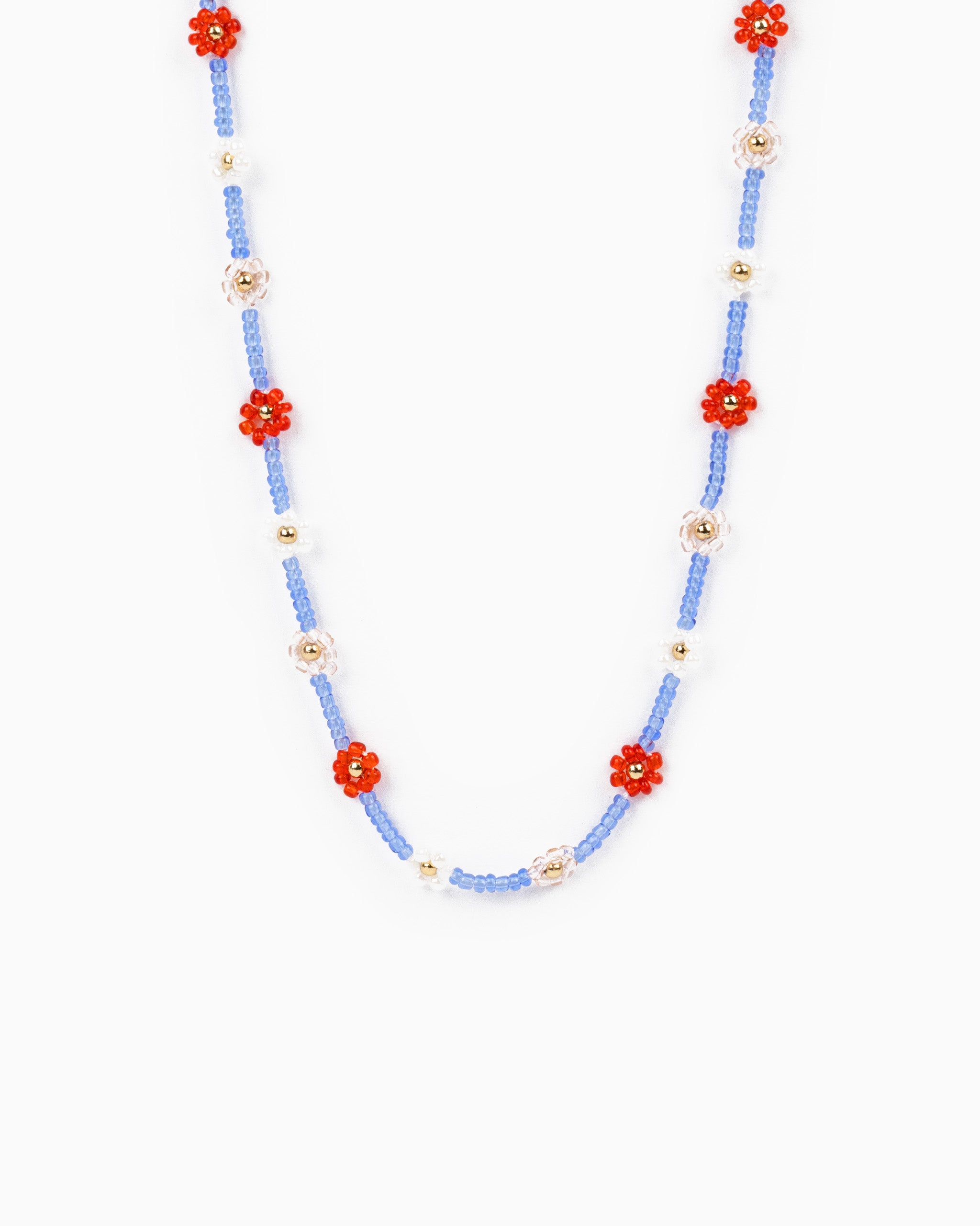 Daisy Flower Clear Color Bead Choker Necklace-3