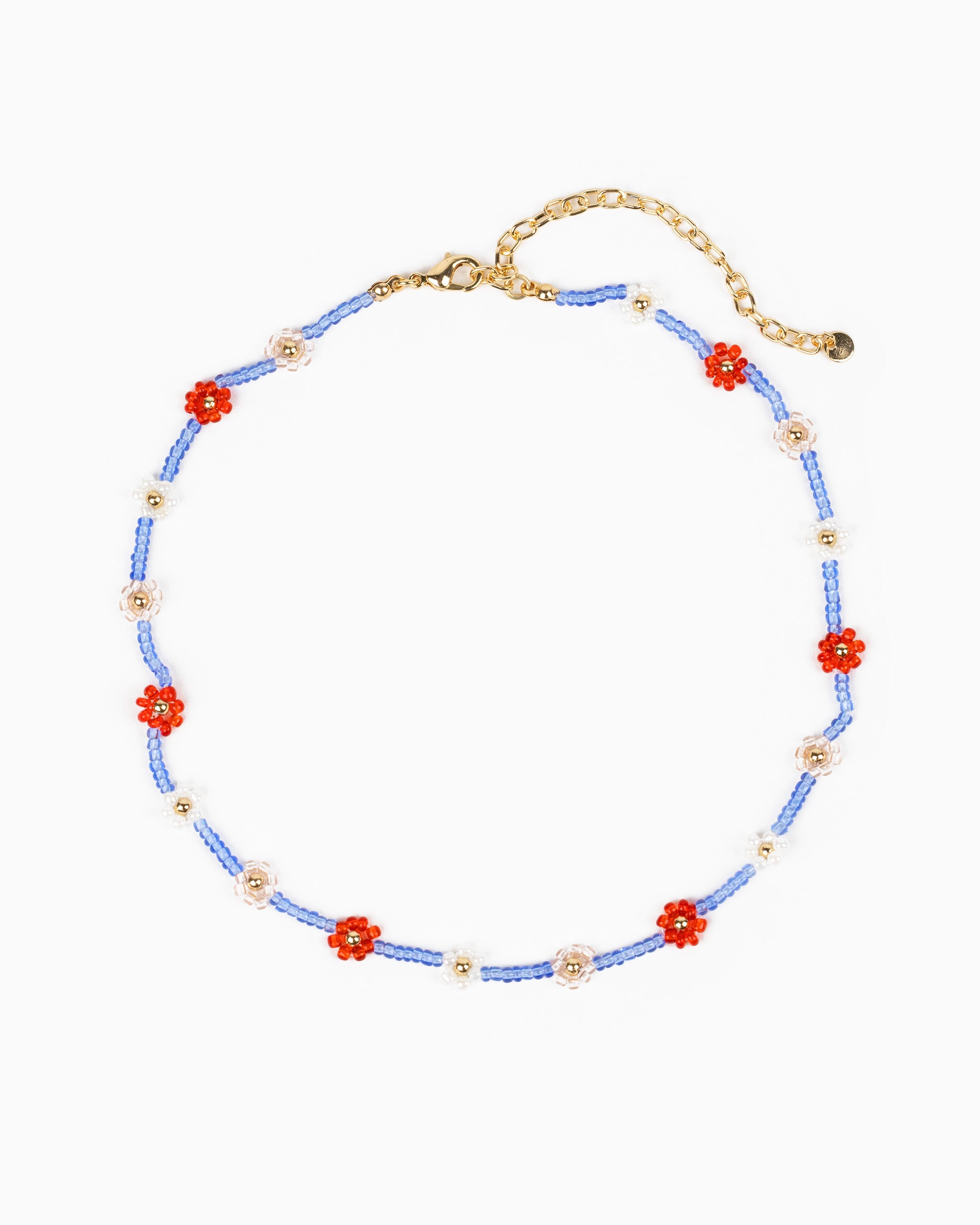 Daisy Flower Clear Color Bead Choker Necklace-4