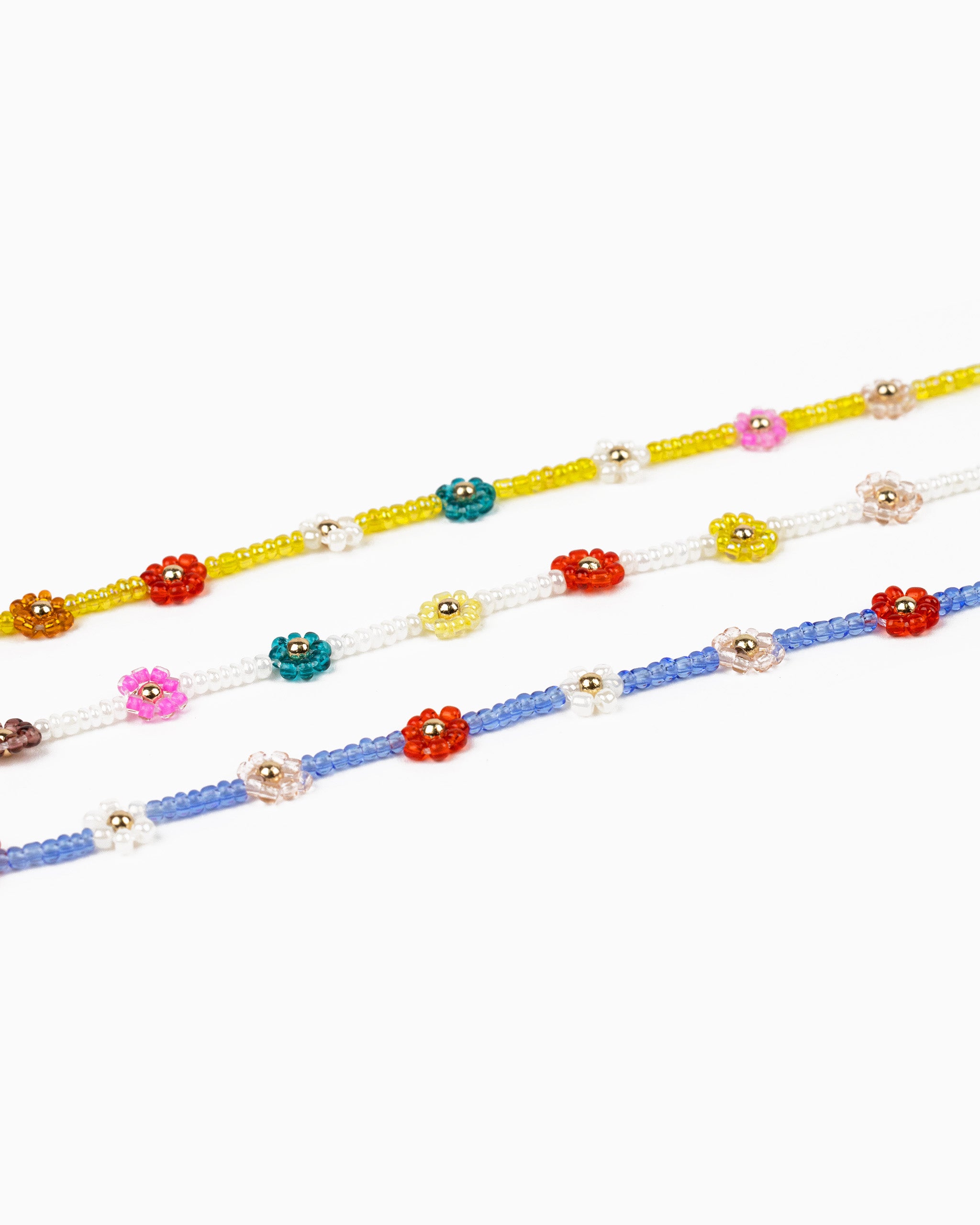 Daisy Flower Clear Color Bead Choker Necklace-8