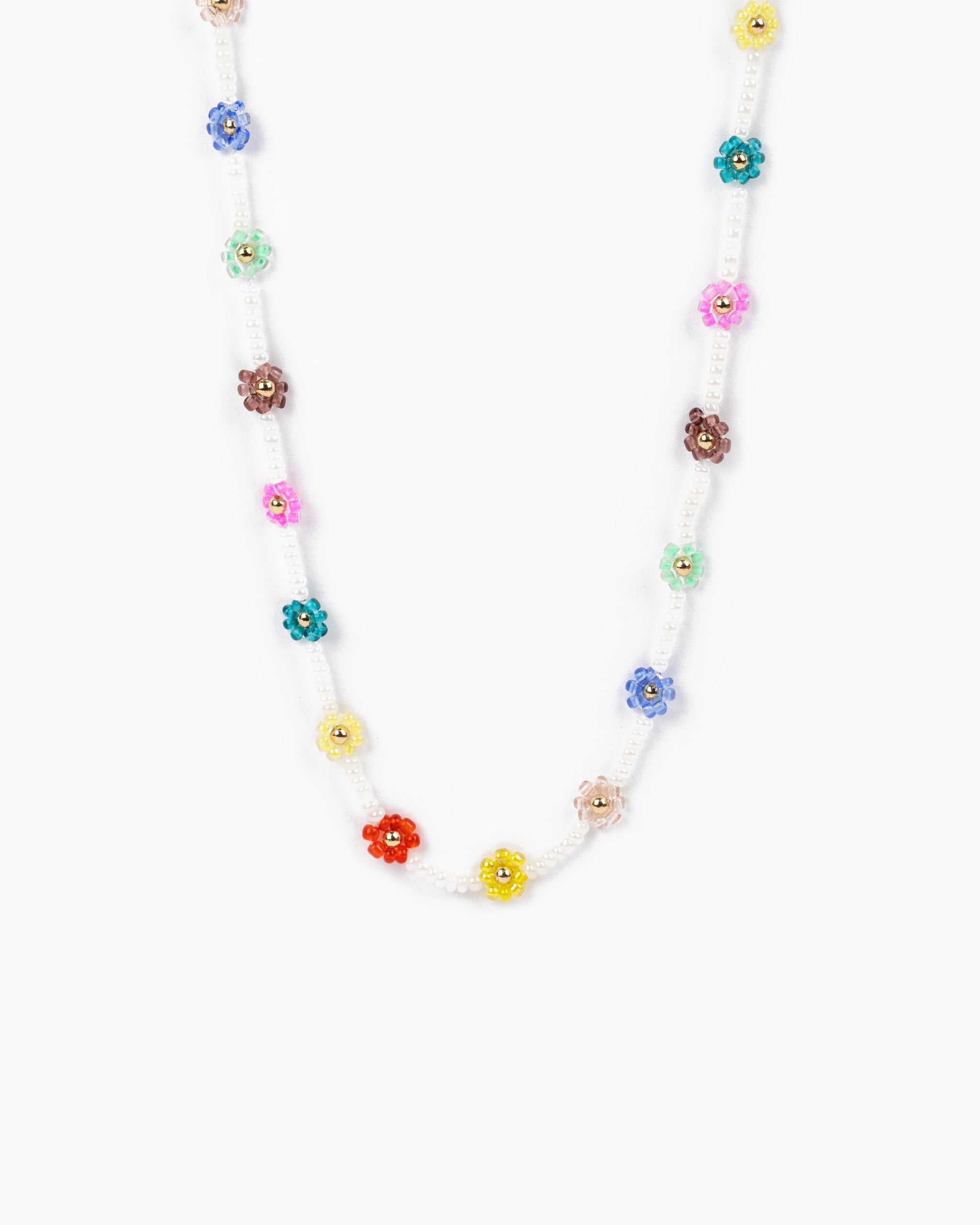 Daisy Flower Clear Color Bead Choker Necklace-5